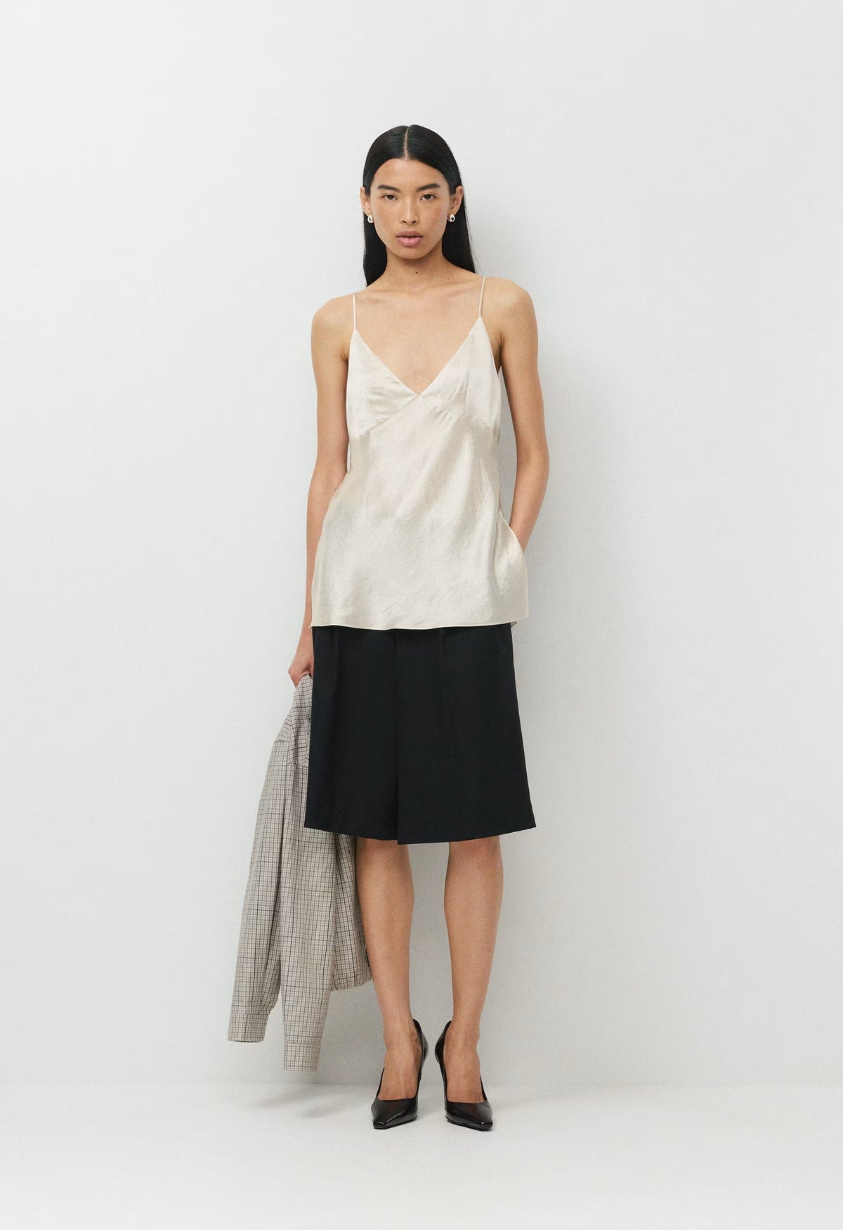 Familiar Satin Camisole - MATTE PEARL