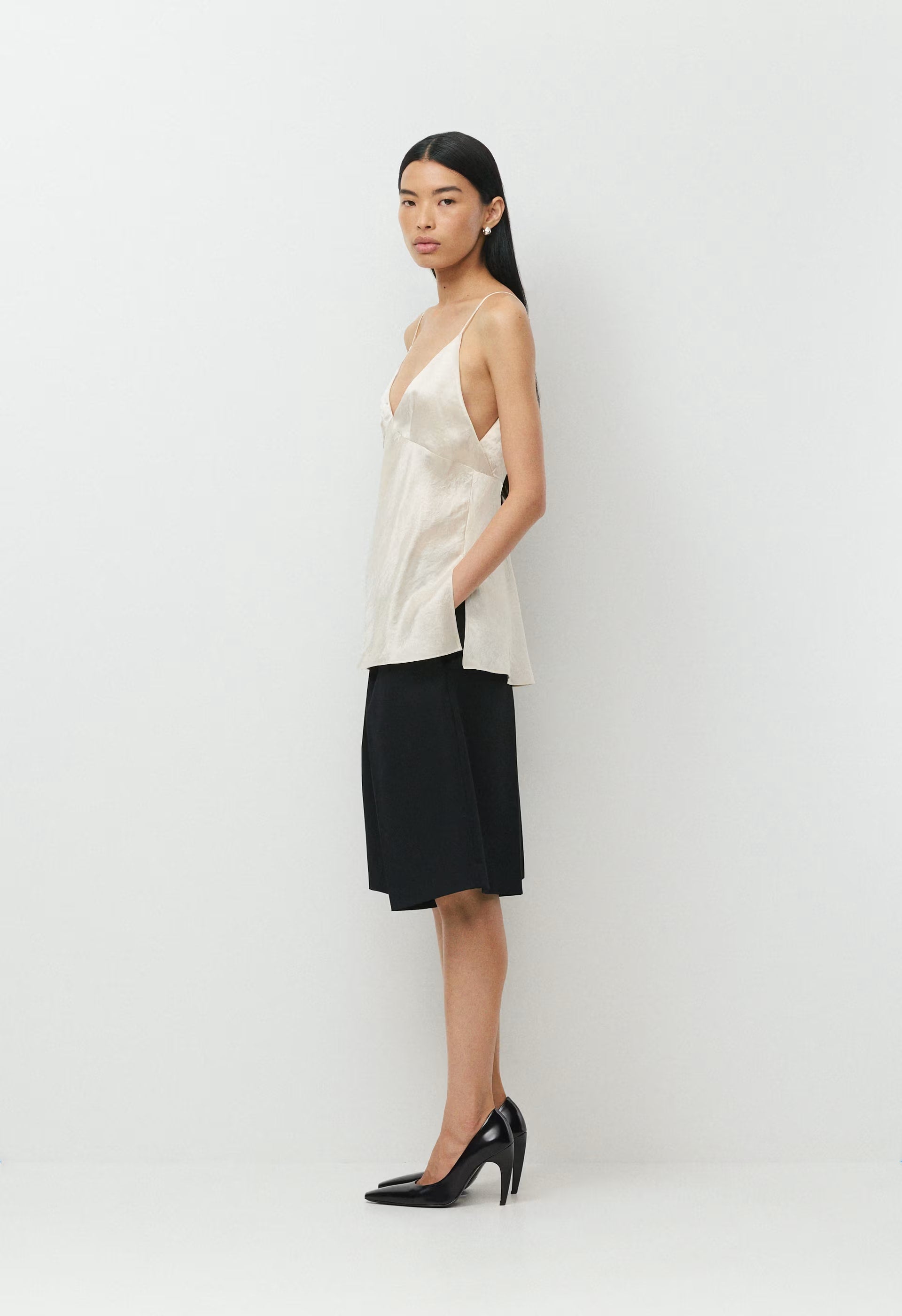 Familiar Satin Camisole - MATTE PEARL