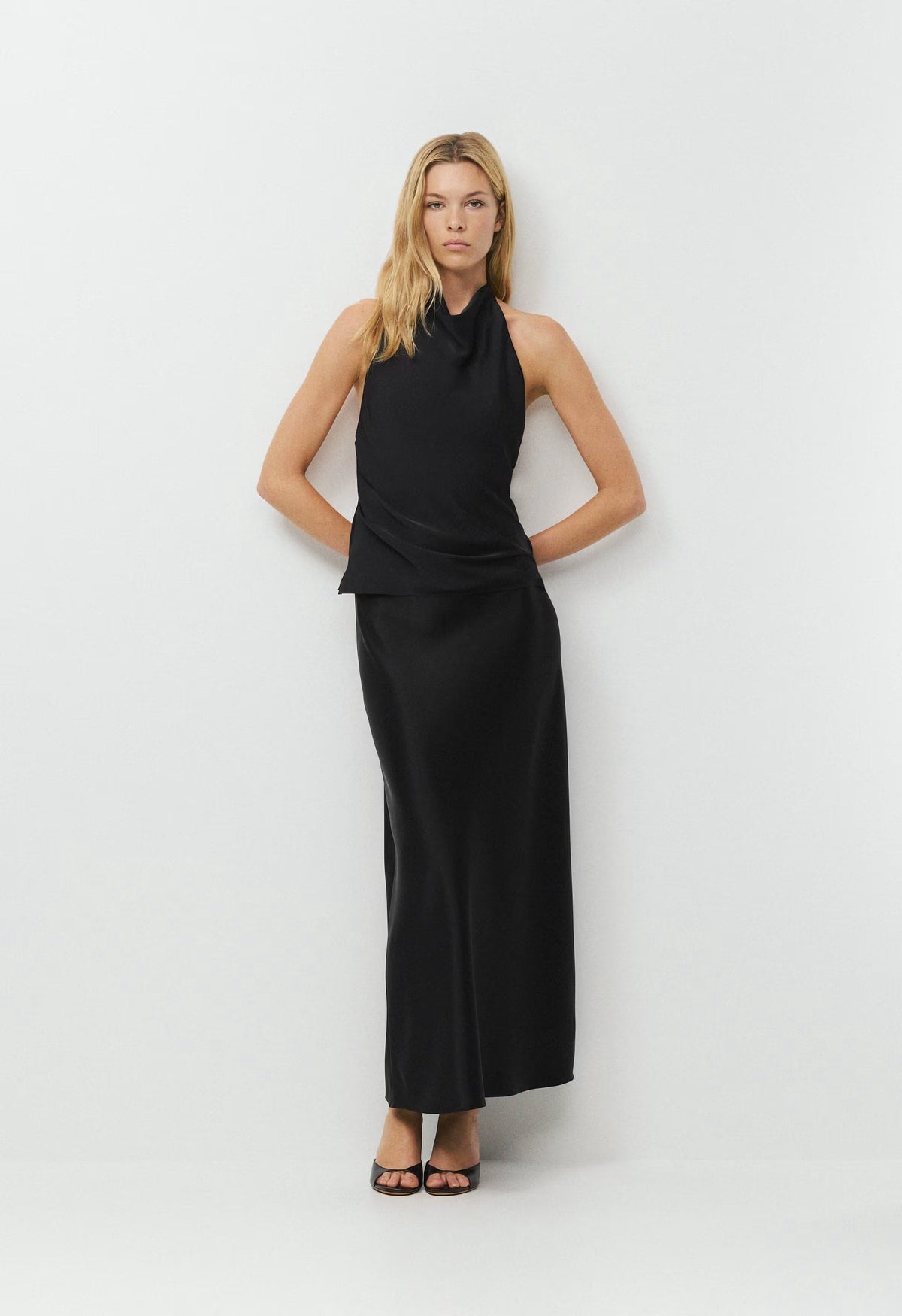 Audience Satin Halter Top - BLACK