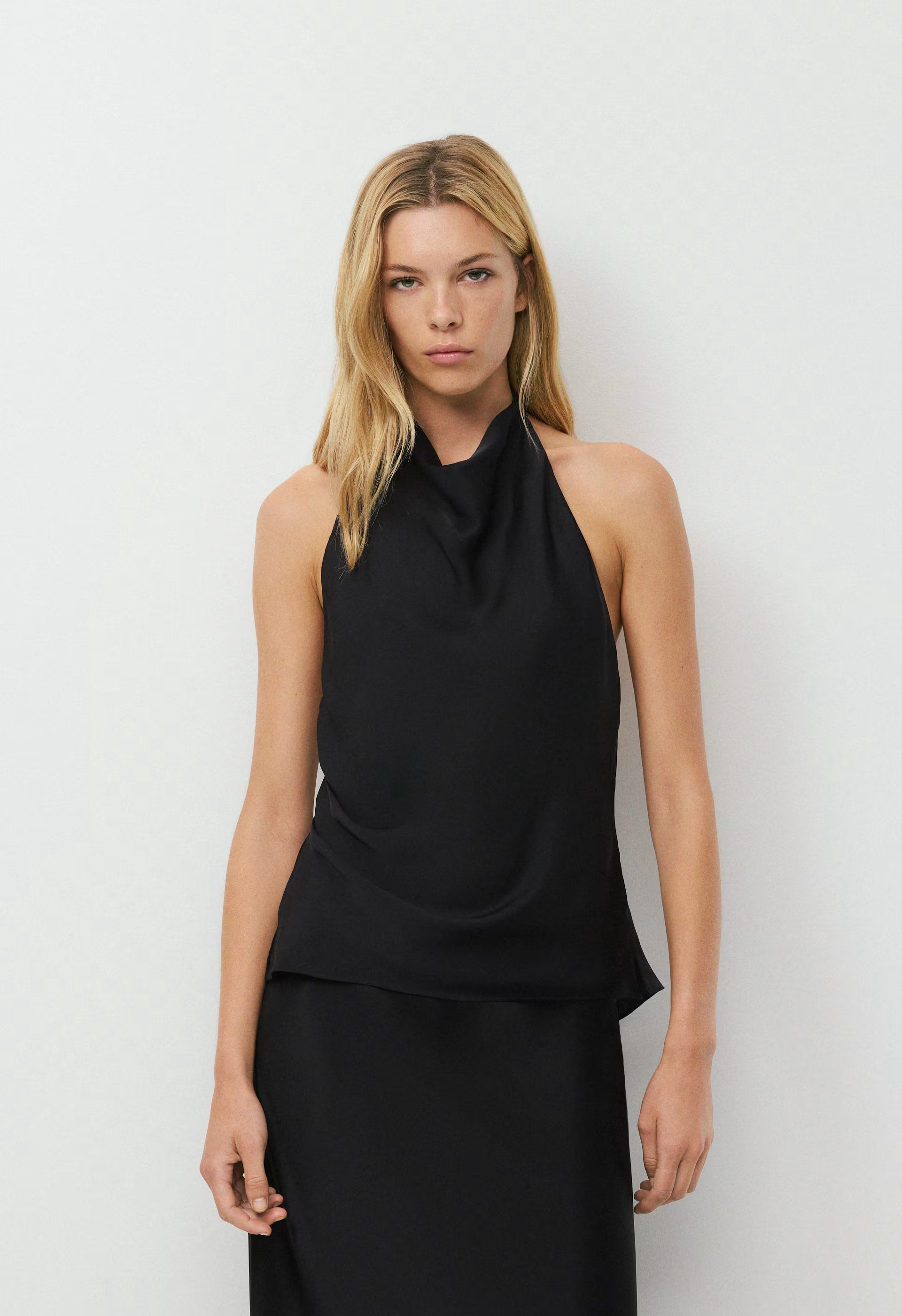 Audience Satin Halter Top - BLACK