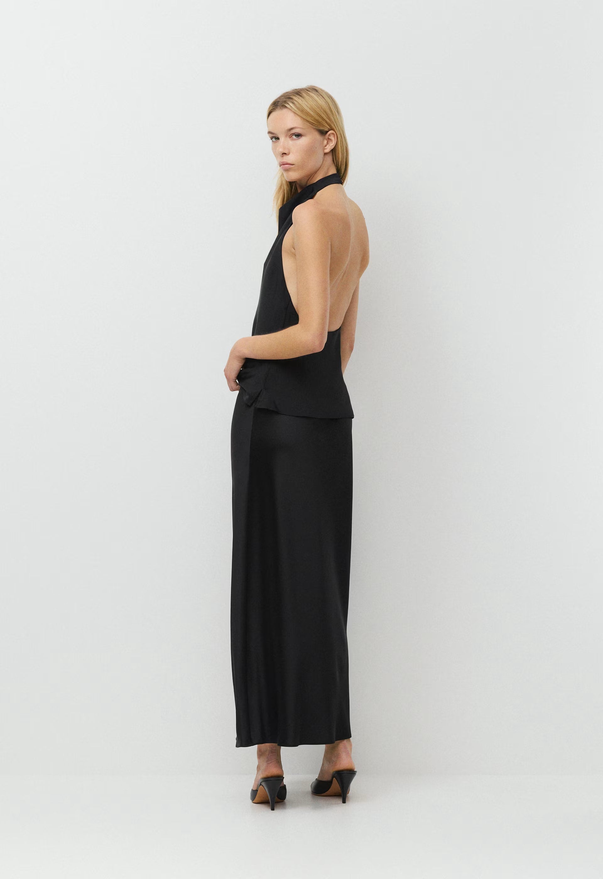 Audience Satin Halter Top - BLACK