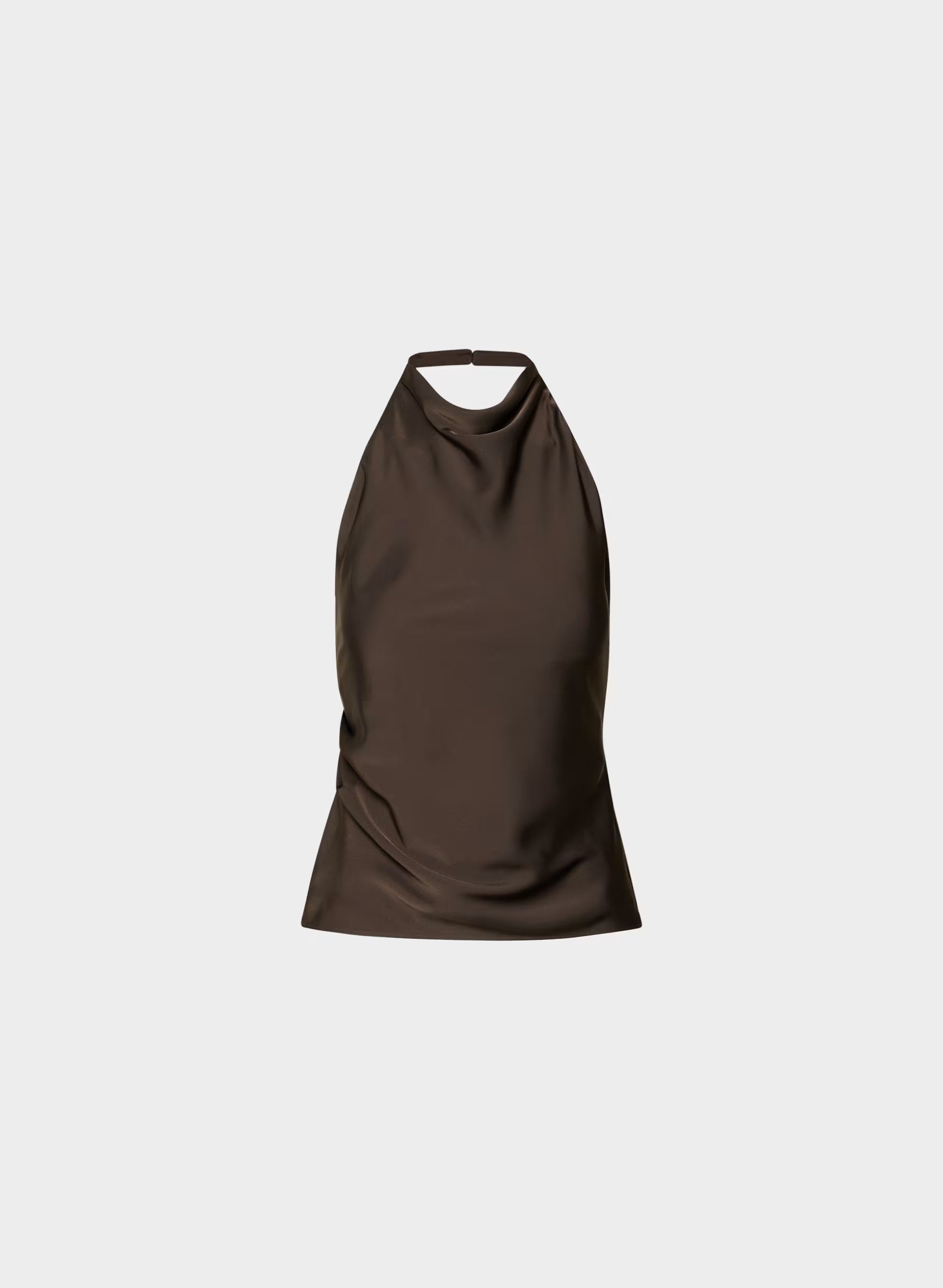Audience Satin Halter Top - RICH MOCHA BROWN