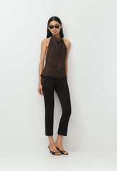Audience Satin Halter Top - RICH MOCHA BROWN
