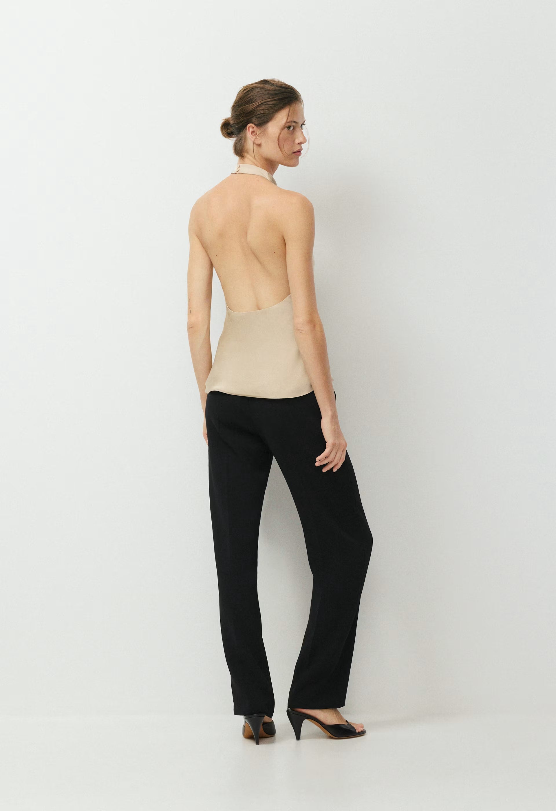 Audience Satin Halter Top - MARCONA BEIGE