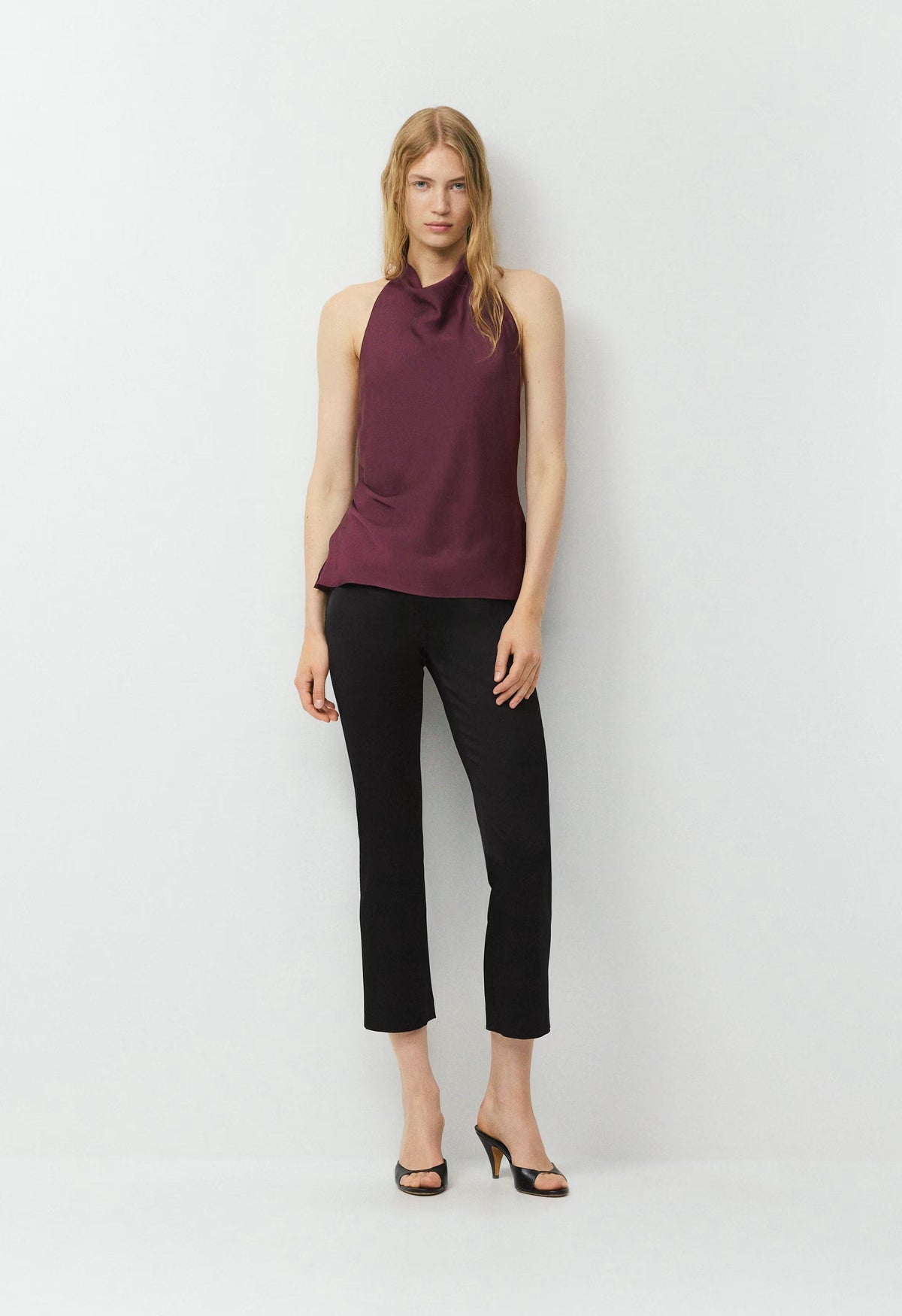 Audience Satin Halter Top - GALA PLUM
