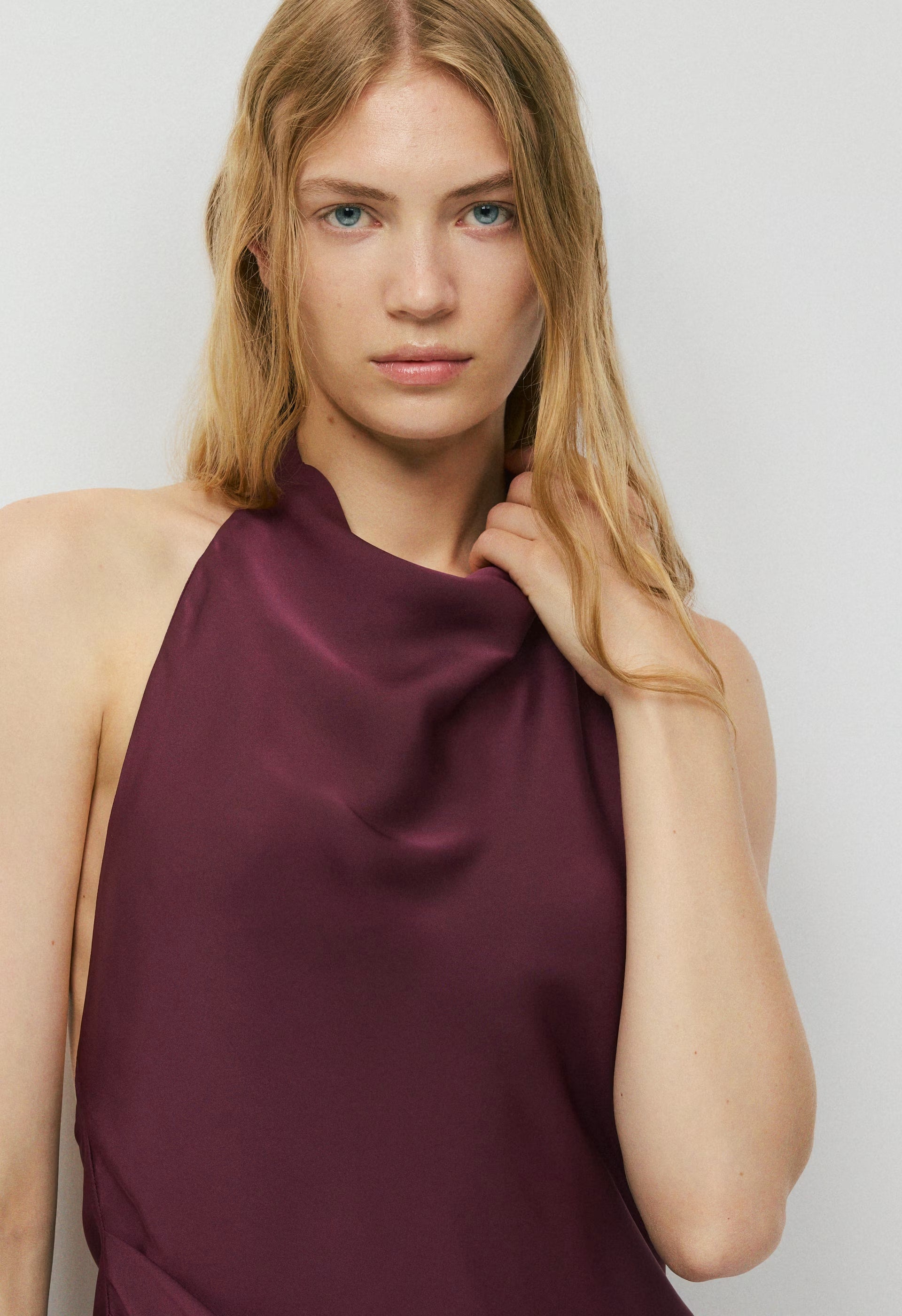 Audience Satin Halter Top - GALA PLUM