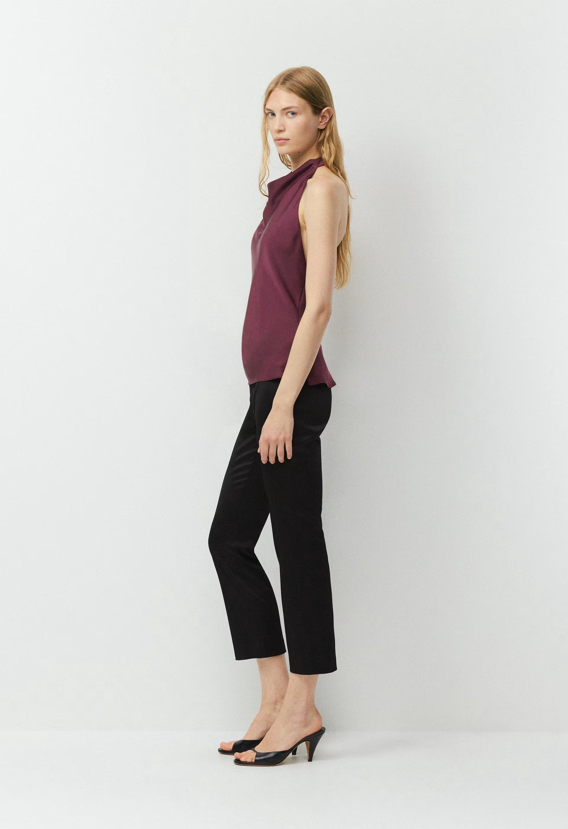 Audience Satin Halter Top - GALA PLUM