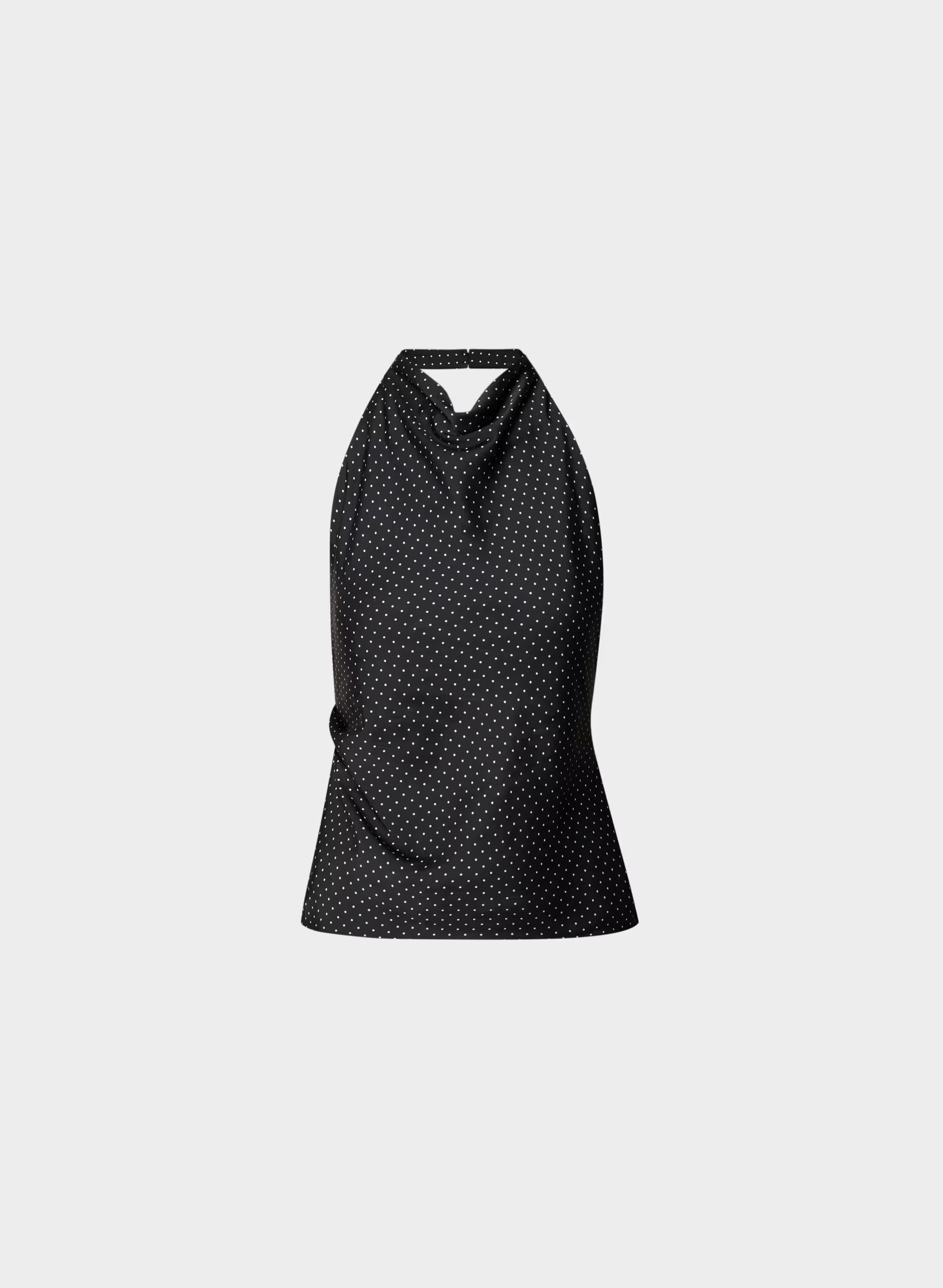 Audience Satin Halter Top - BLACK/BIRCH