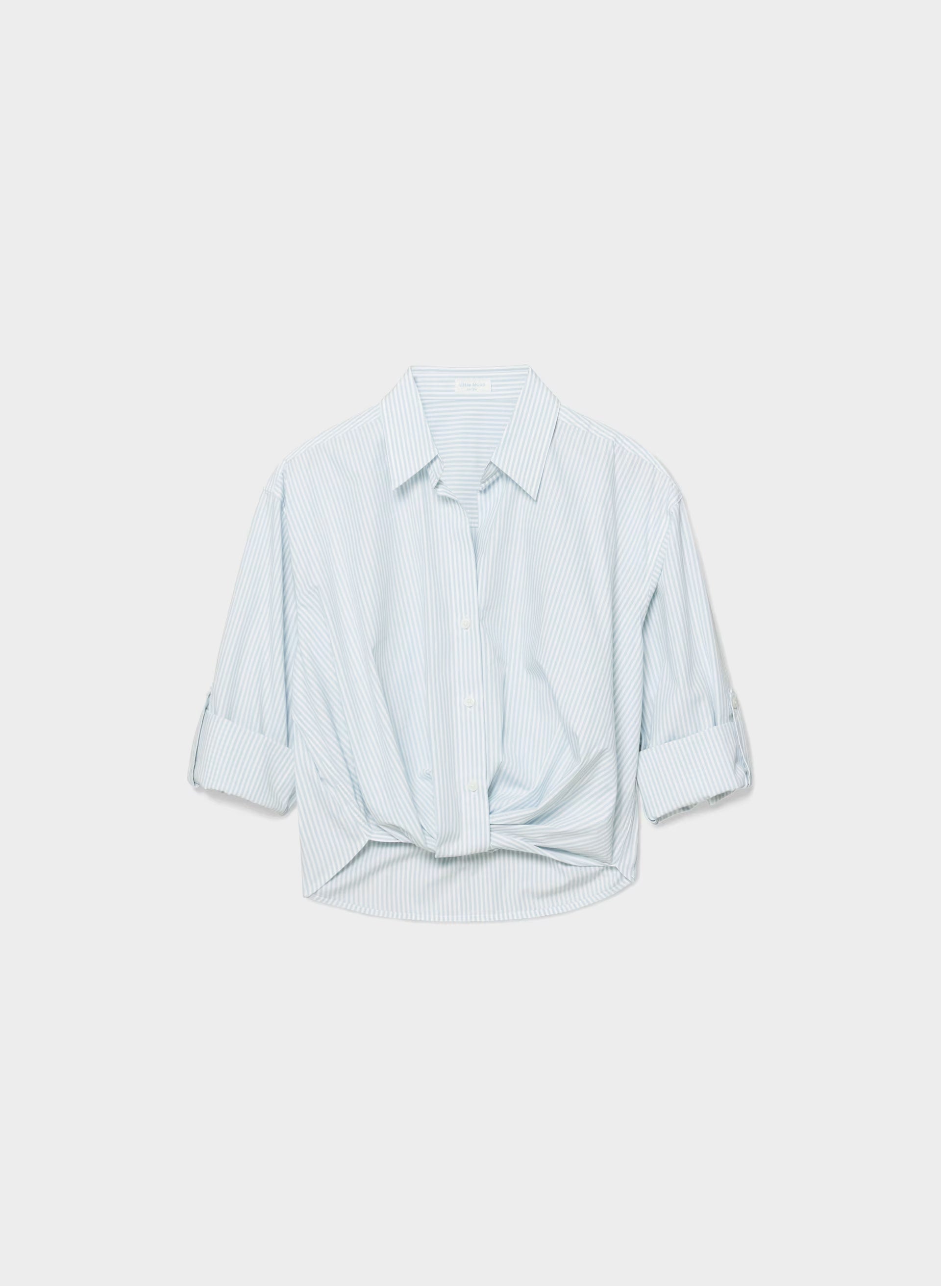 Portofino Poplin Shirt - CRMN STRP DEW BL/WHT