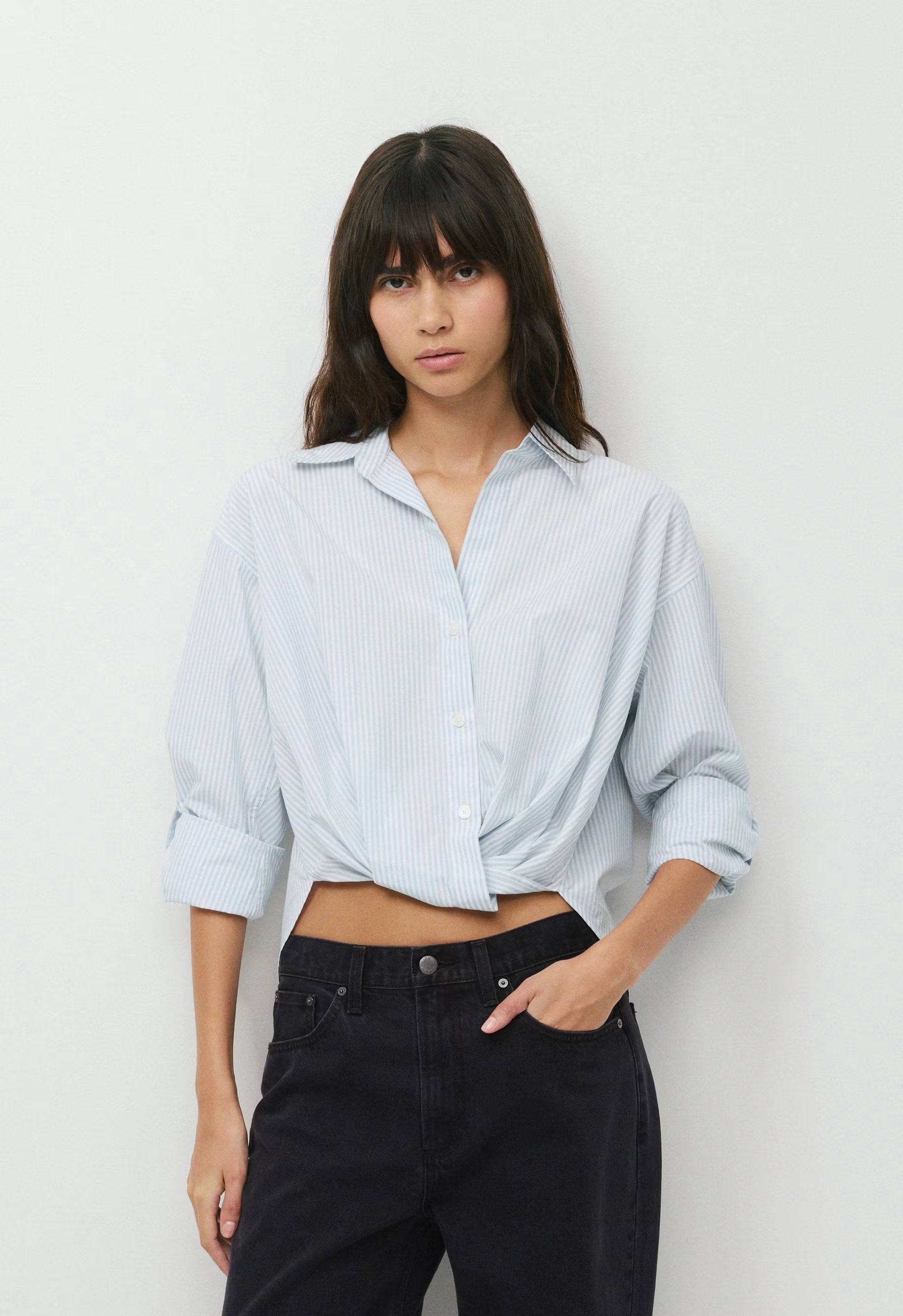 Portofino Poplin Shirt - CRMN STRP DEW BL/WHT