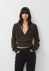 SoftSpoke™ Dear Wrap Sweater - CACAO NIB BROWN
