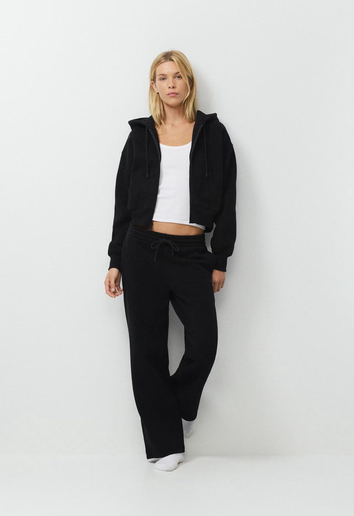 Cozy Sweatfleece Boyfriend Boxy Zip Hoodie - BLACK