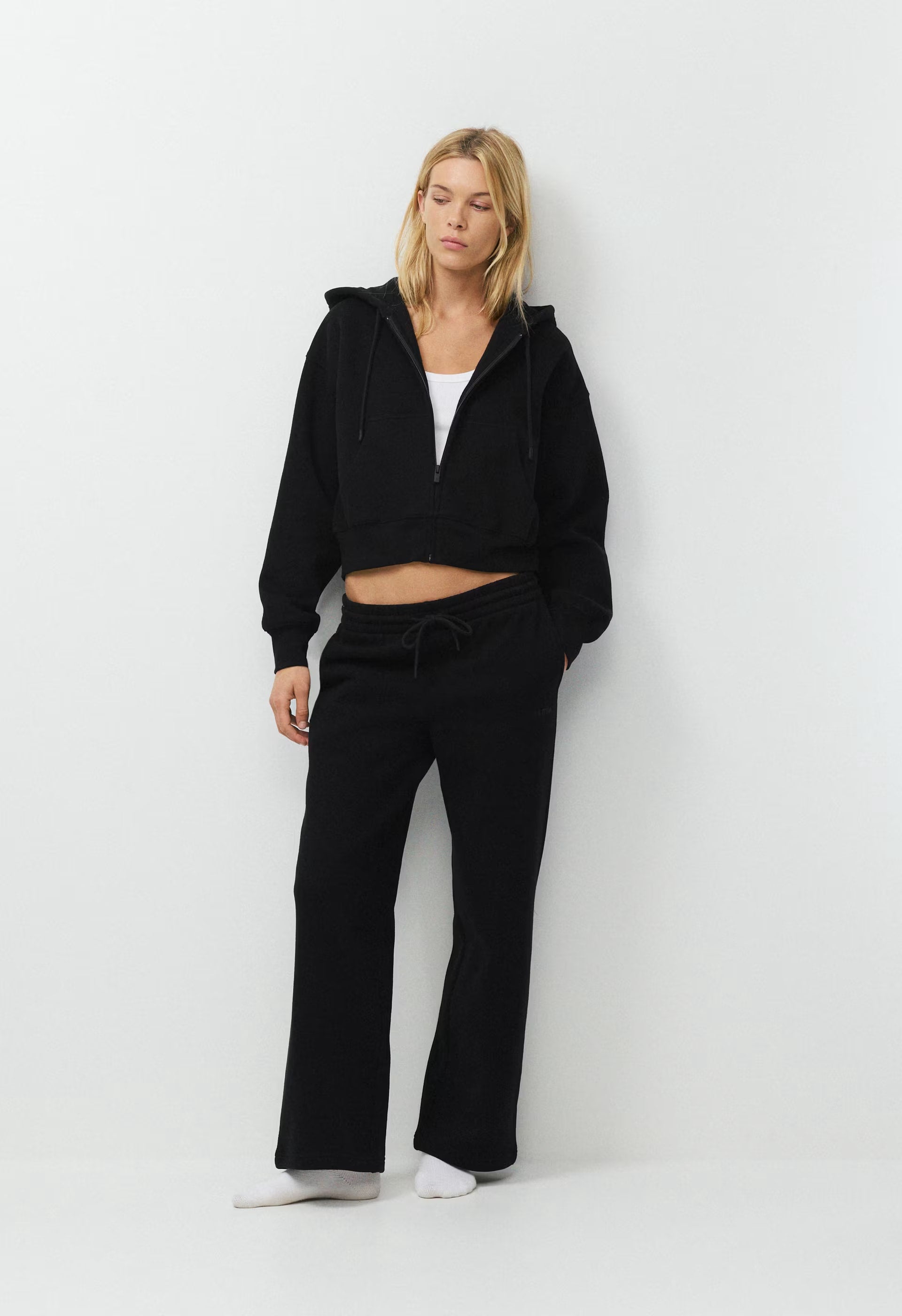 Cozy Sweatfleece Boyfriend Boxy Zip Hoodie - BLACK