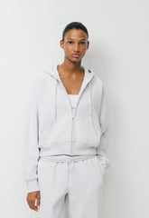 Cozy Sweatfleece Boyfriend Boxy Zip Hoodie - HEATHER CLOUD WHITE
