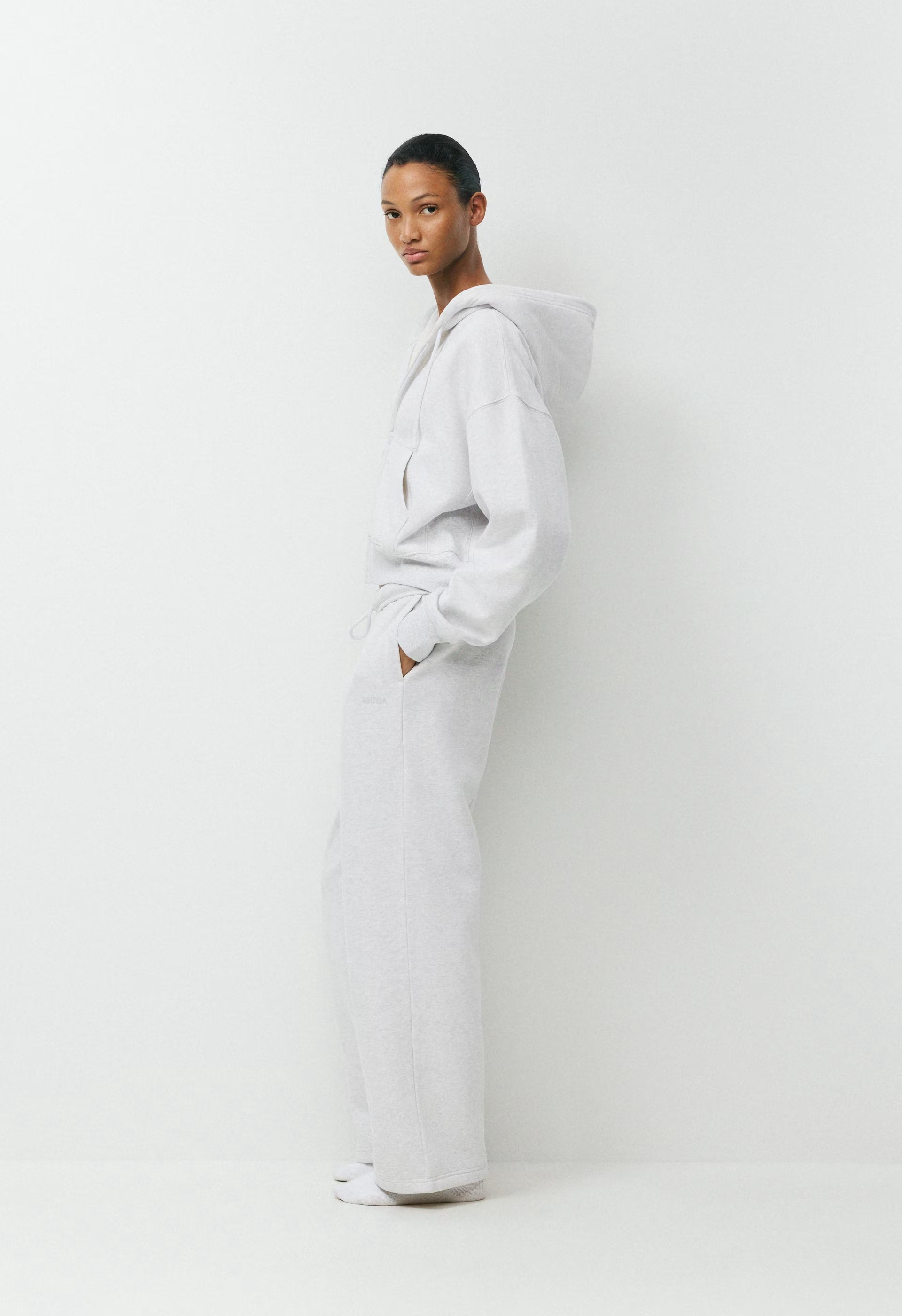 Cozy Sweatfleece Boyfriend Boxy Zip Hoodie - HEATHER CLOUD WHITE