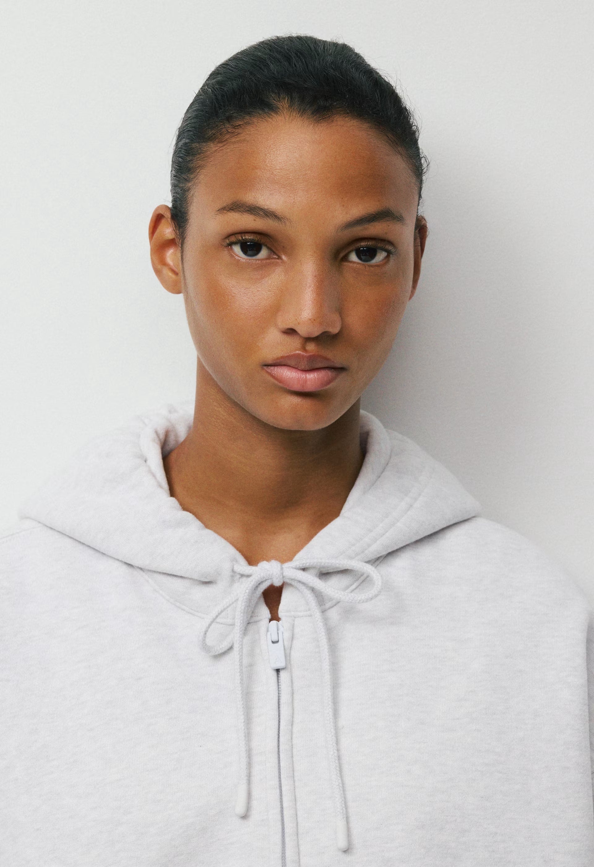 Cozy Sweatfleece Boyfriend Boxy Zip Hoodie - HEATHER CLOUD WHITE