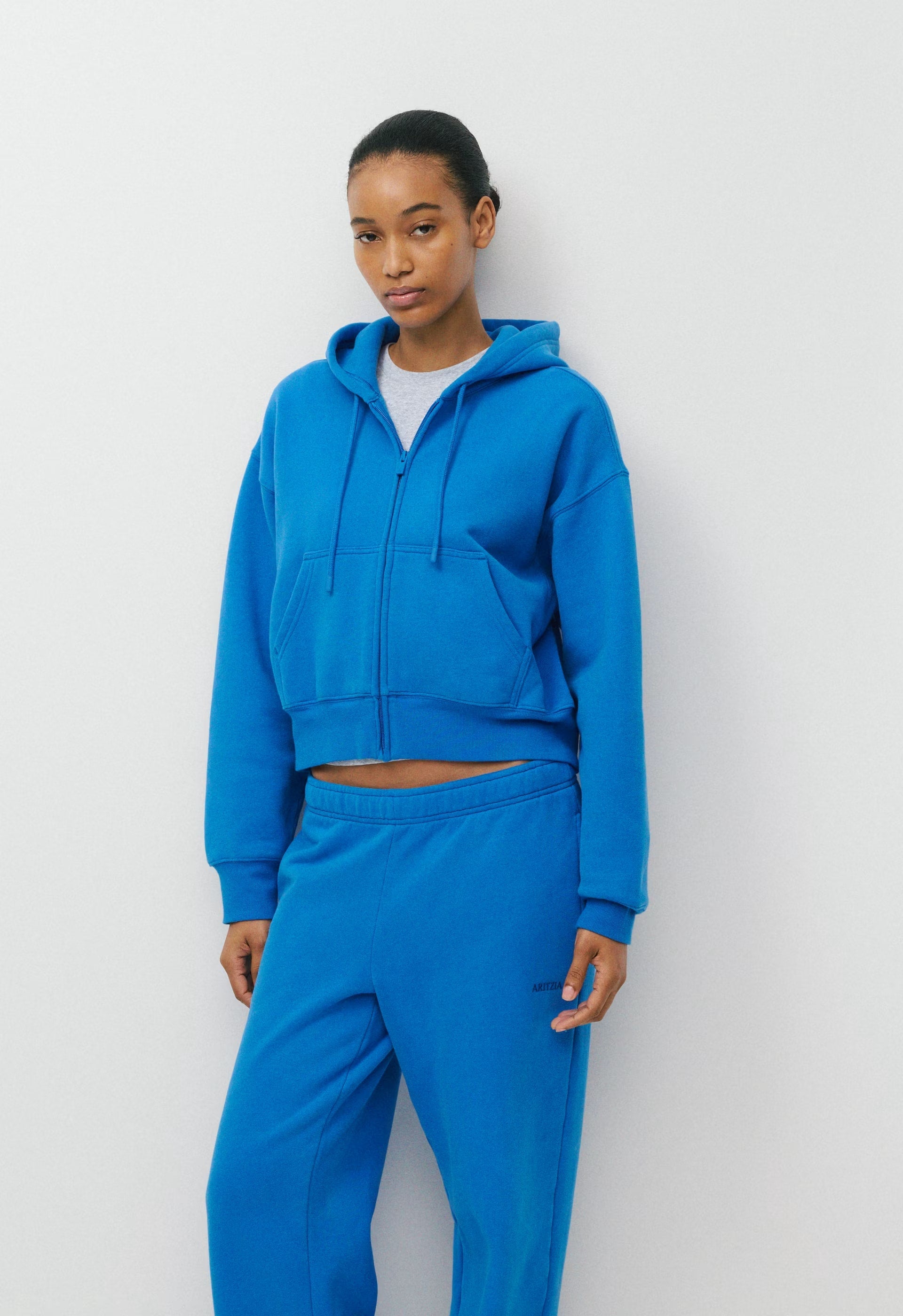 Cozy Sweatfleece Boyfriend Boxy Zip Hoodie - LAZULI BLUE