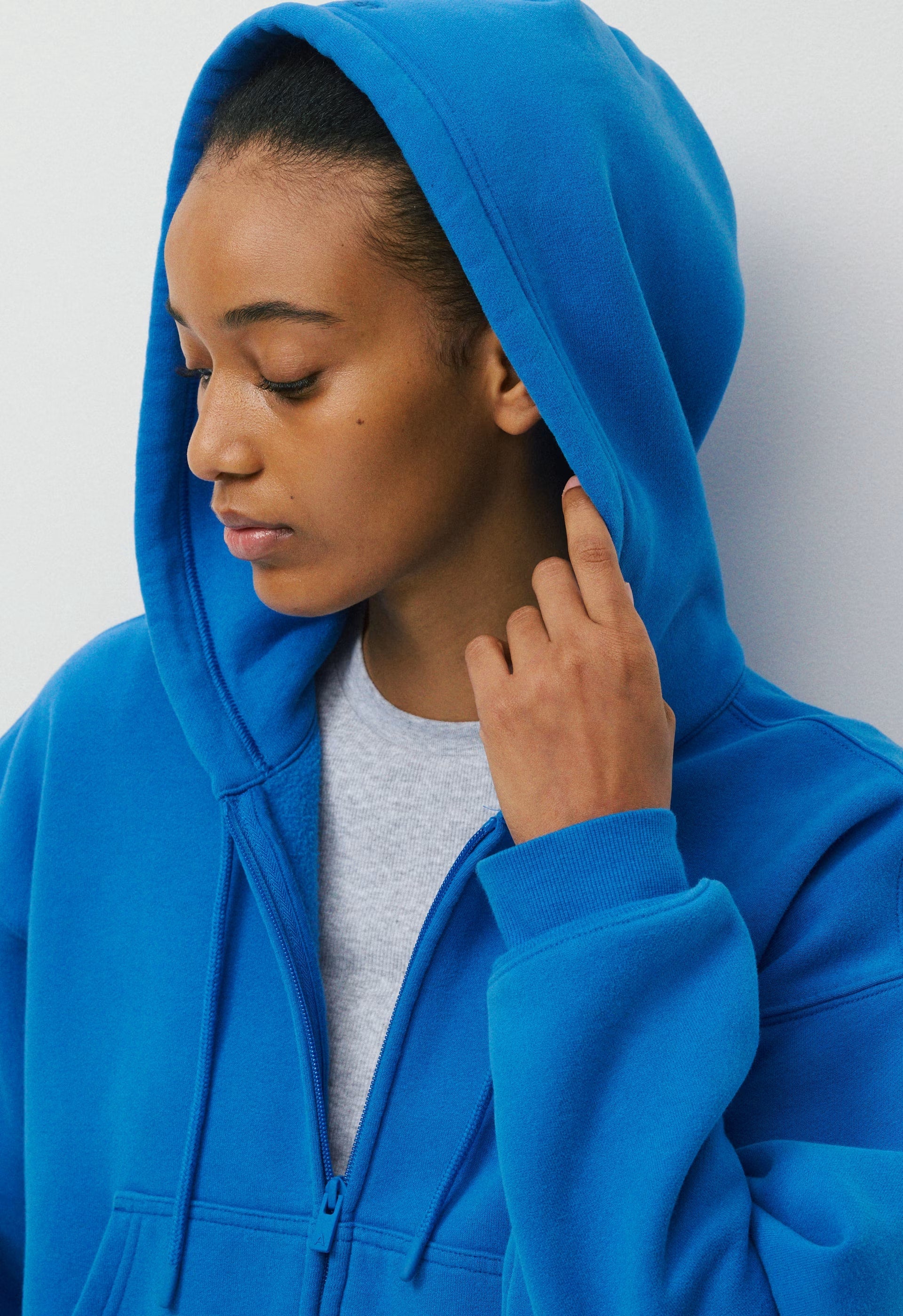 Cozy Sweatfleece Boyfriend Boxy Zip Hoodie - LAZULI BLUE