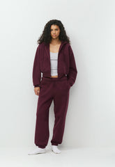 Cozy Sweatfleece Boyfriend Boxy Zip Hoodie - GALA PLUM