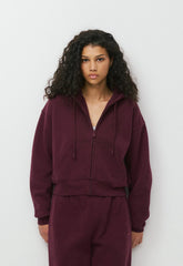 Cozy Sweatfleece Boyfriend Boxy Zip Hoodie - GALA PLUM