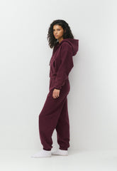 Cozy Sweatfleece Boyfriend Boxy Zip Hoodie - GALA PLUM