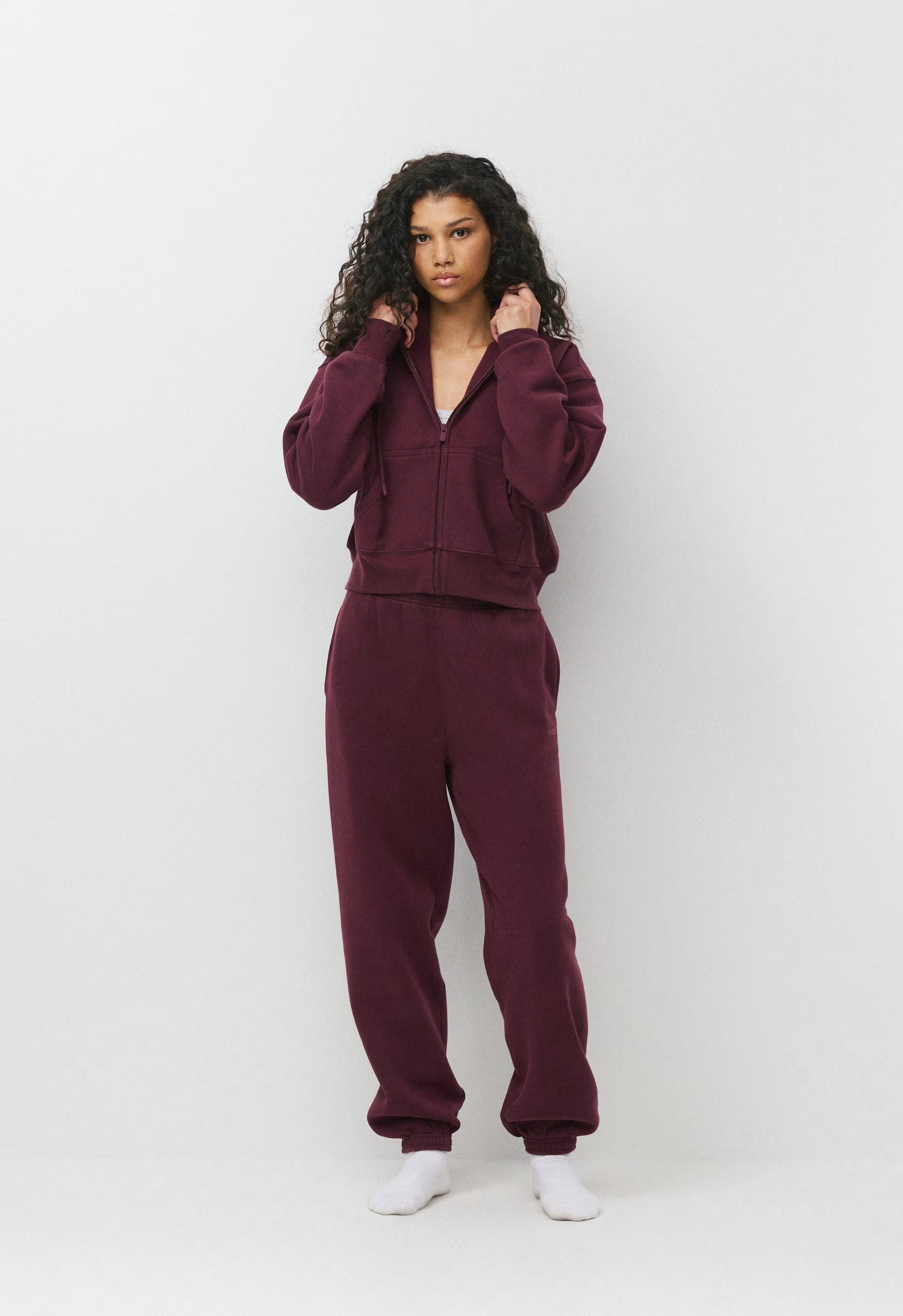 Cozy Sweatfleece Boyfriend Boxy Zip Hoodie - GALA PLUM