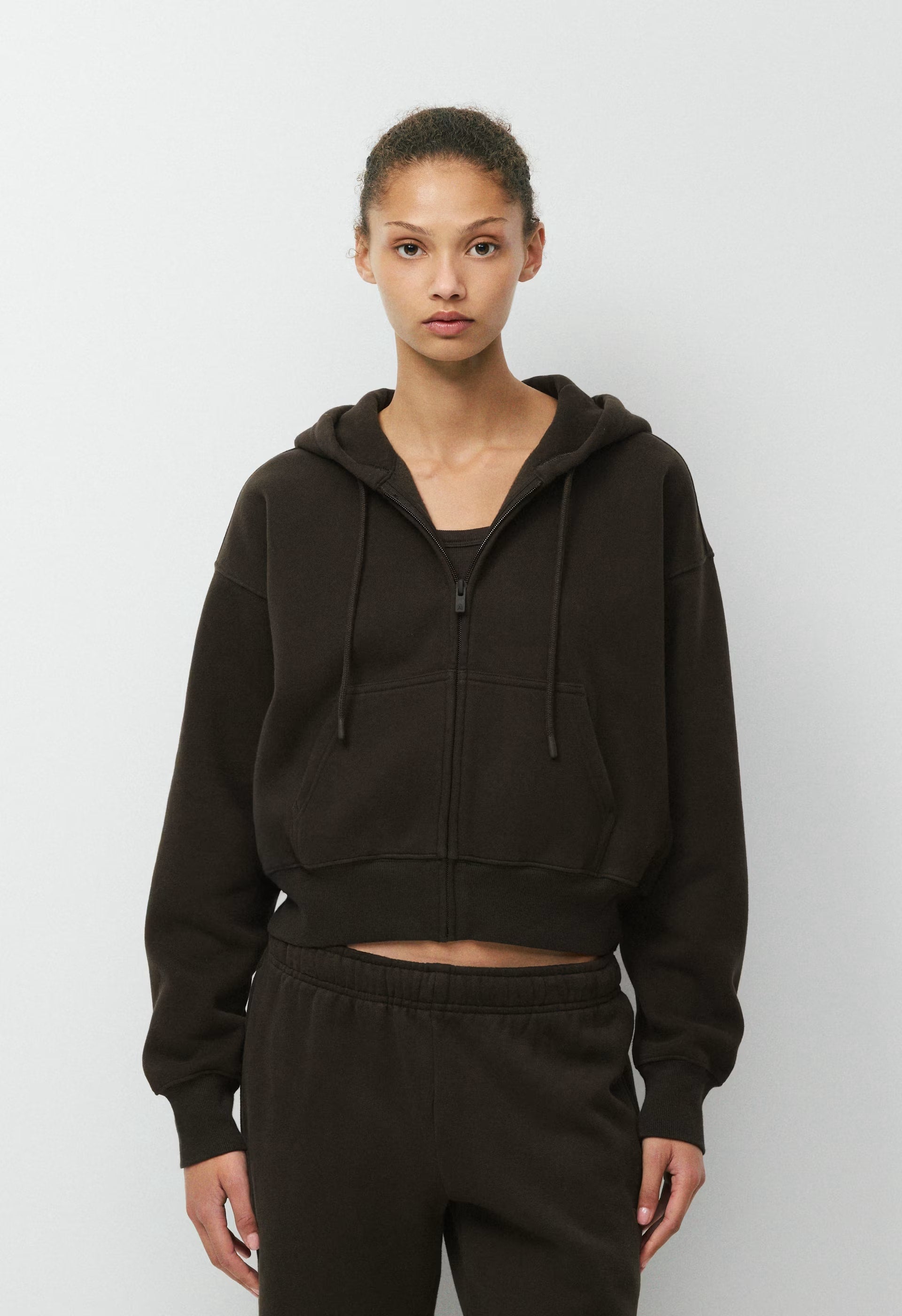 Cozy Sweatfleece Boyfriend Boxy Zip Hoodie - CACAO NIB BROWN