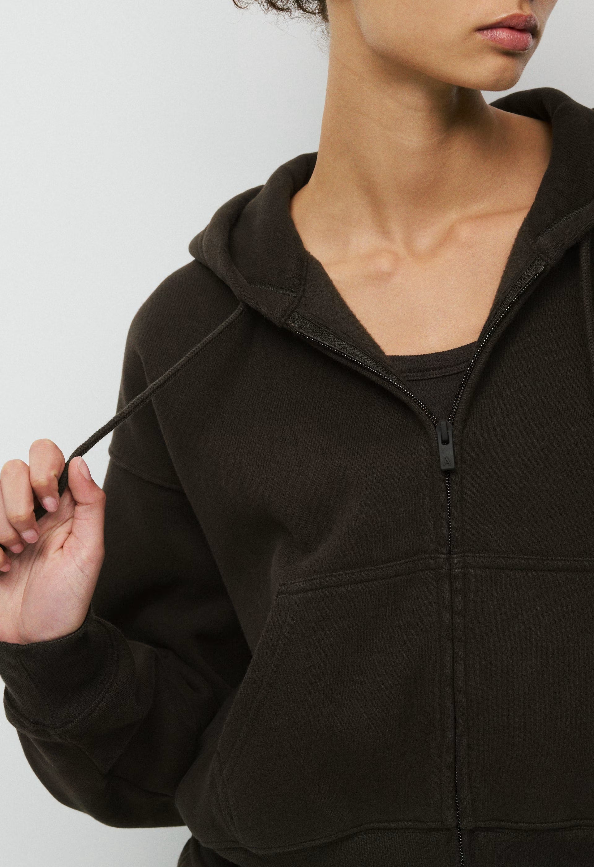 Cozy Sweatfleece Boyfriend Boxy Zip Hoodie - CACAO NIB BROWN