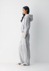 Cozy Sweatfleece Boyfriend Boxy Zip Hoodie - HEATHER CHROME