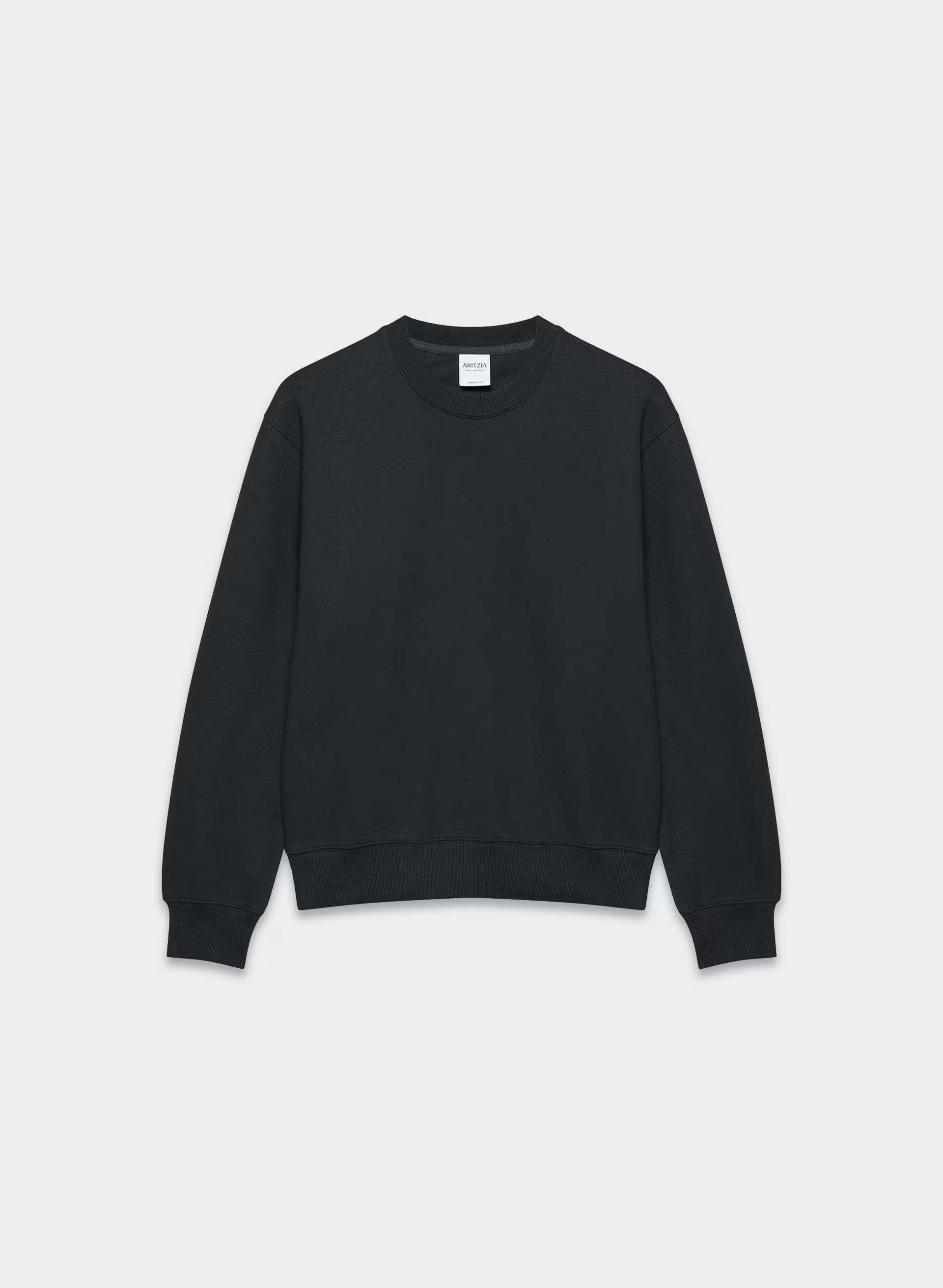 Cozy Sweatfleece Perfect Crew Sweatshirt - BLACK