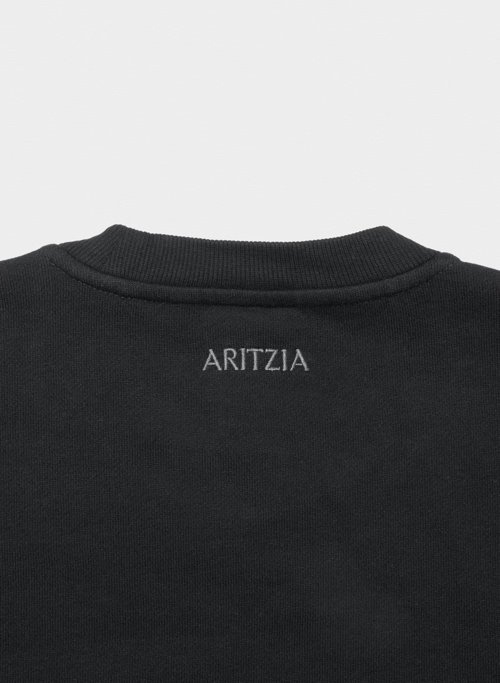 Cozy Sweatfleece Perfect Crew Sweatshirt - BLACK