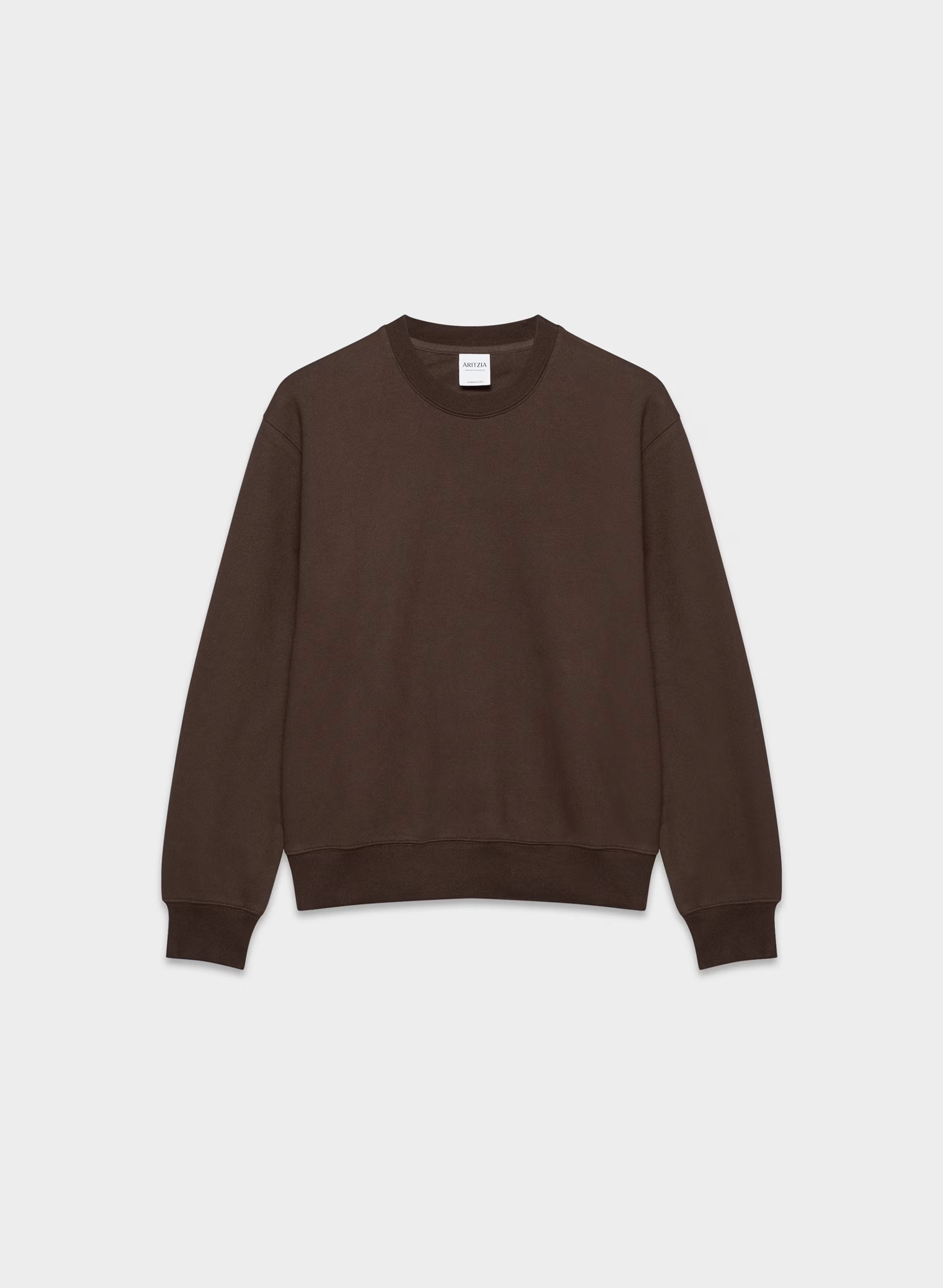 Cozy Sweatfleece Perfect Crew Sweatshirt - RICH MOCHA BROWN