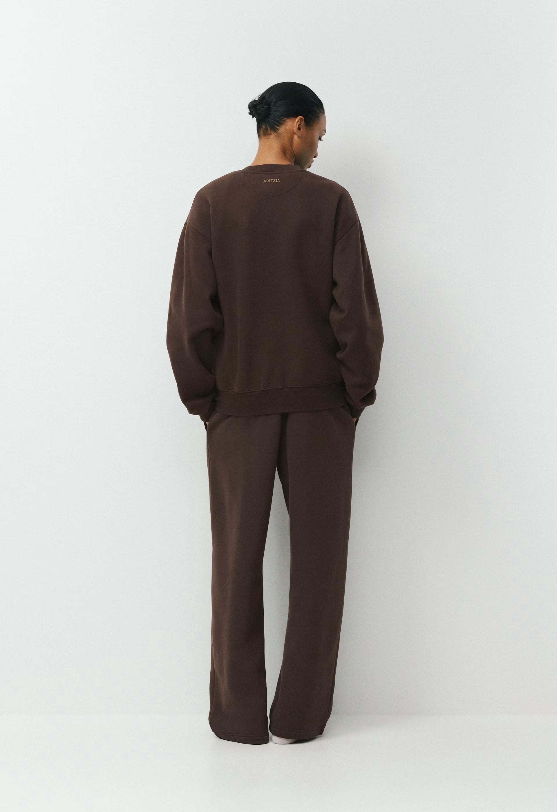 Cozy Sweatfleece Perfect Crew Sweatshirt - RICH MOCHA BROWN