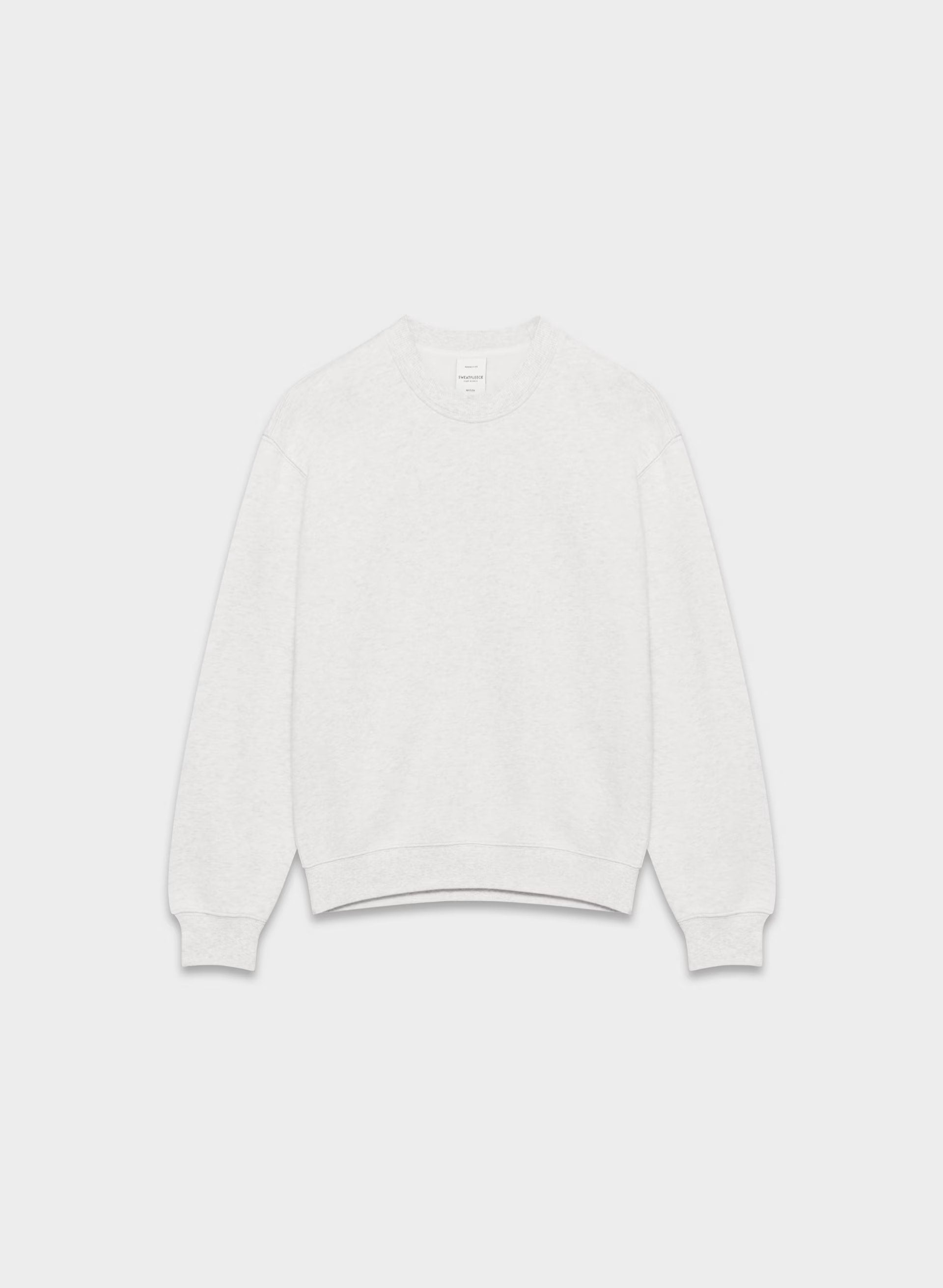 Cozy Sweatfleece Perfect Crew Sweatshirt - HEATHER CLOUD WHITE