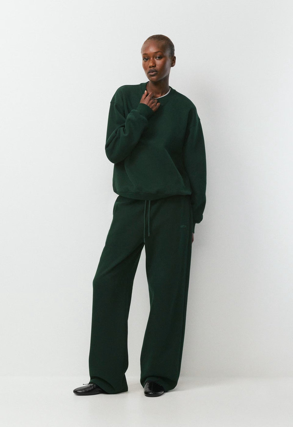 Cozy Sweatfleece Perfect Crew Sweatshirt - FIGTREE GREEN