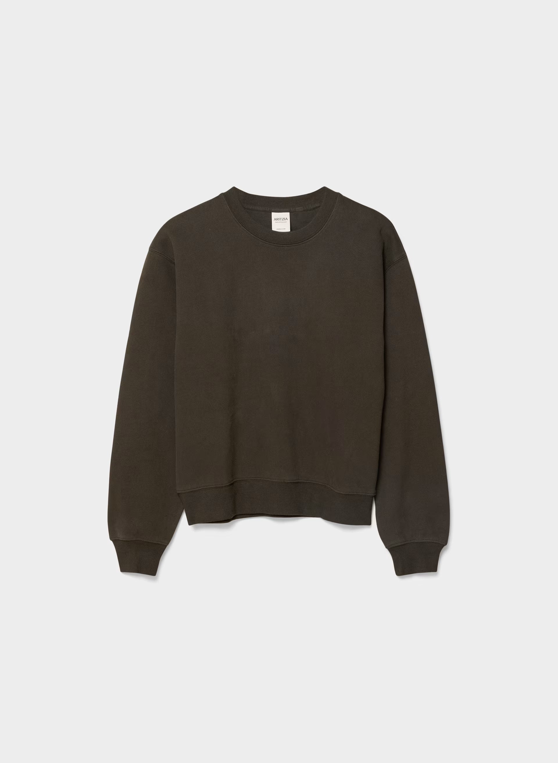 Cozy Sweatfleece Perfect Crew Sweatshirt - CACAO NIB BROWN