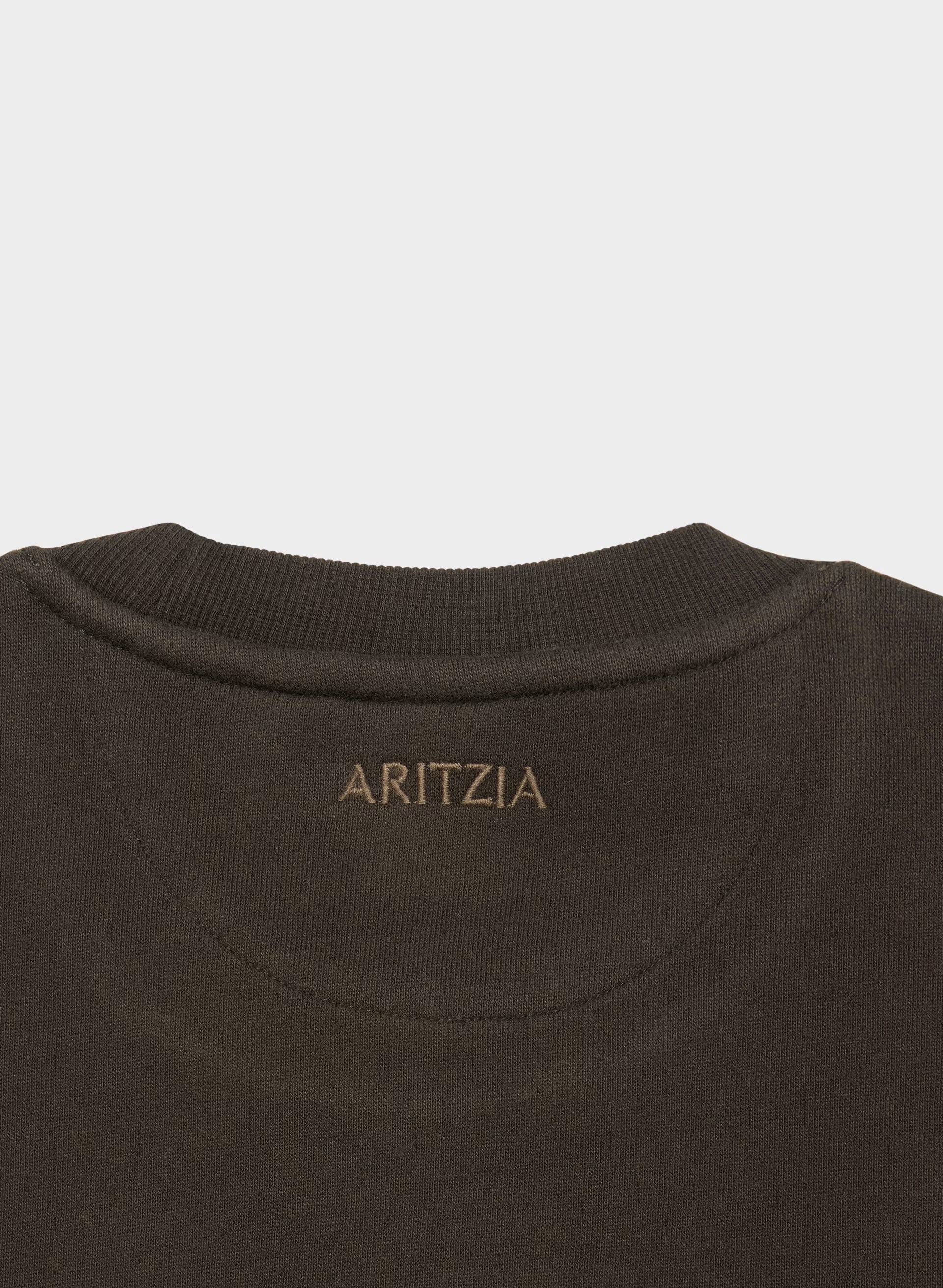 Cozy Sweatfleece Perfect Crew Sweatshirt - CACAO NIB BROWN
