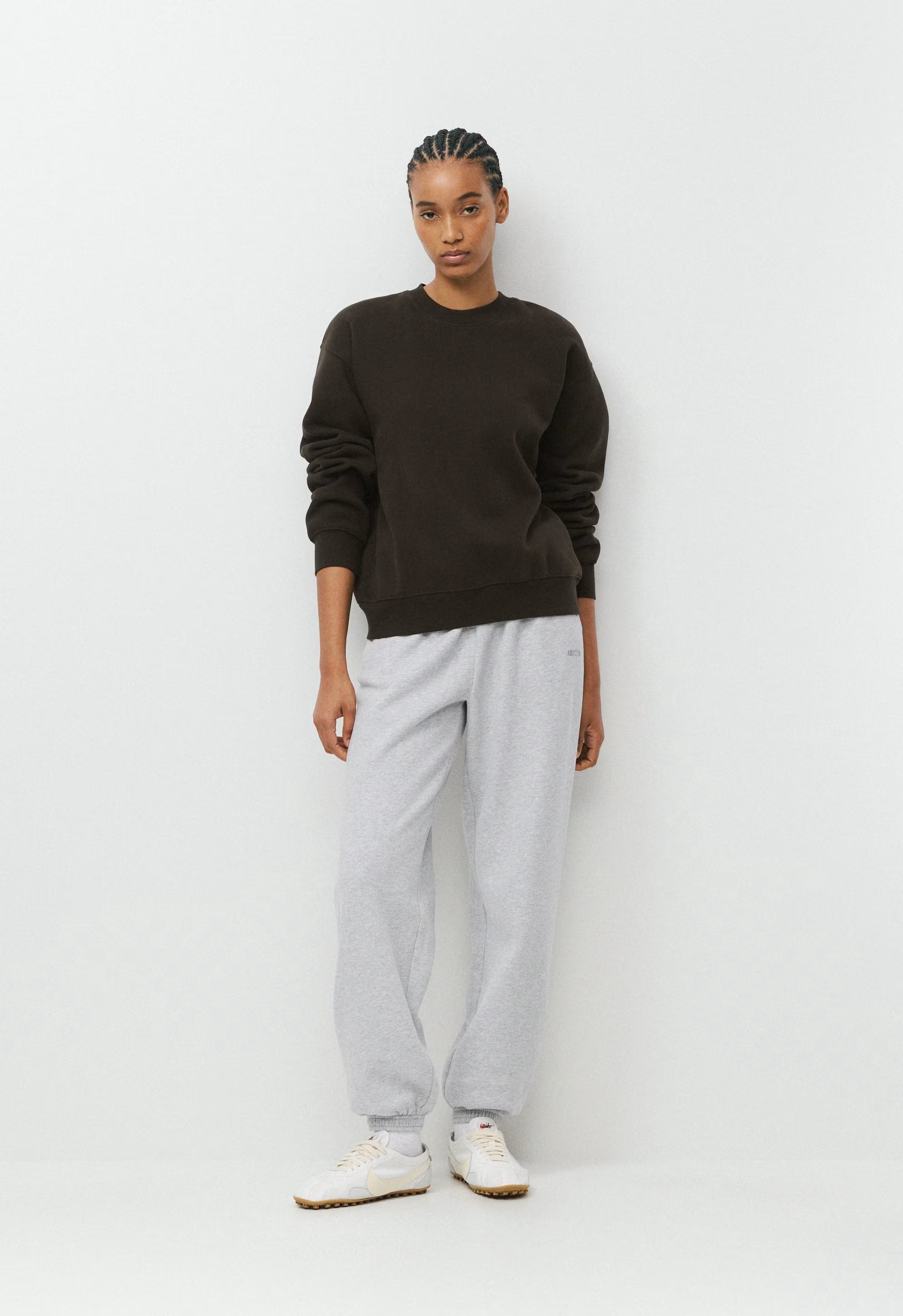 Cozy Sweatfleece Perfect Crew Sweatshirt - CACAO NIB BROWN