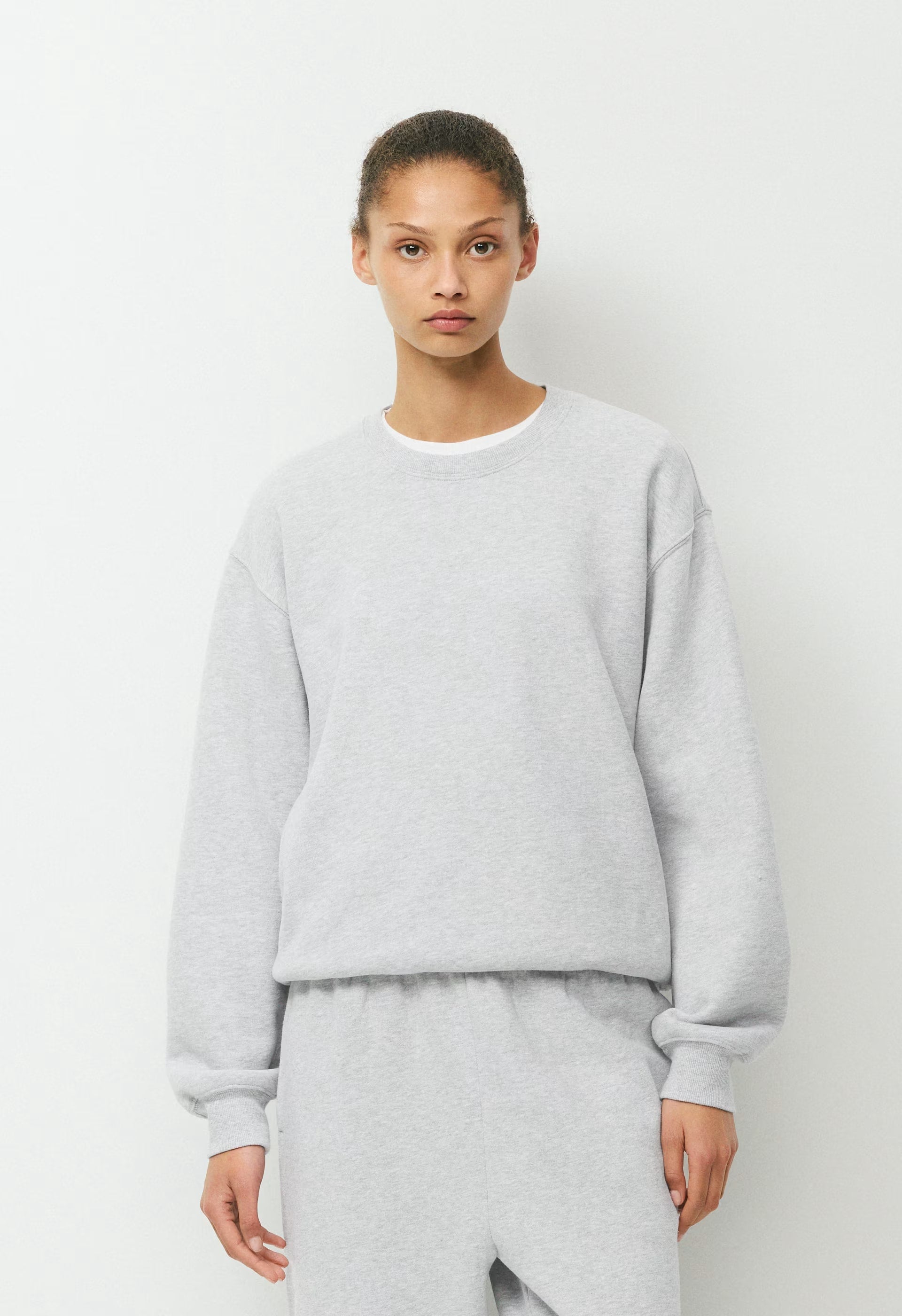 Cozy Sweatfleece Perfect Crew Sweatshirt - HEATHER CHROME
