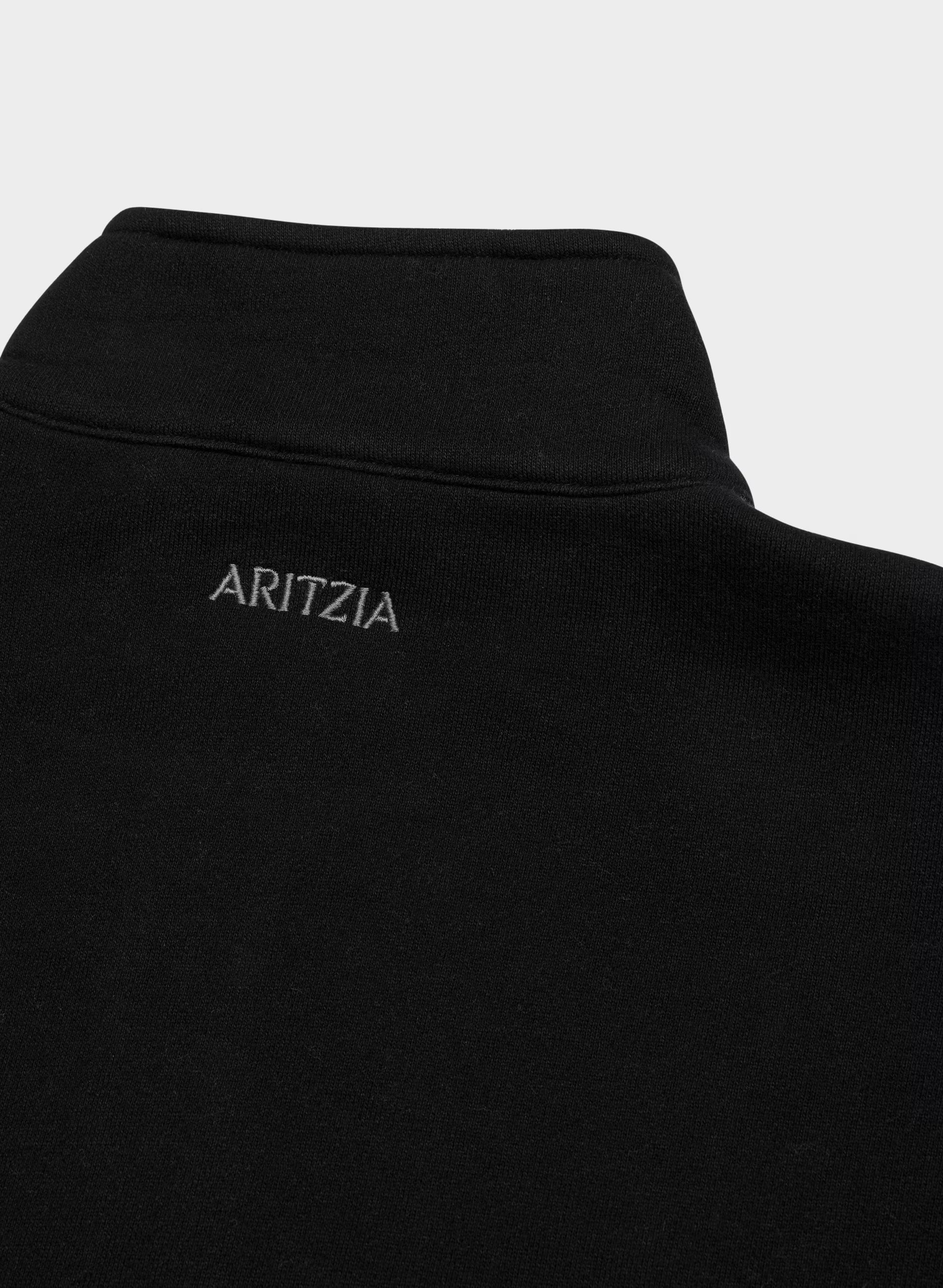 Cozy Sweatfleece Boyfriend 1/2 Zip - BLACK