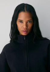 Cozy Sweatfleece Boyfriend 1/2 Zip - BLACK
