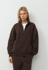 Cozy Sweatfleece Boyfriend 1/2 Zip - RICH MOCHA BROWN
