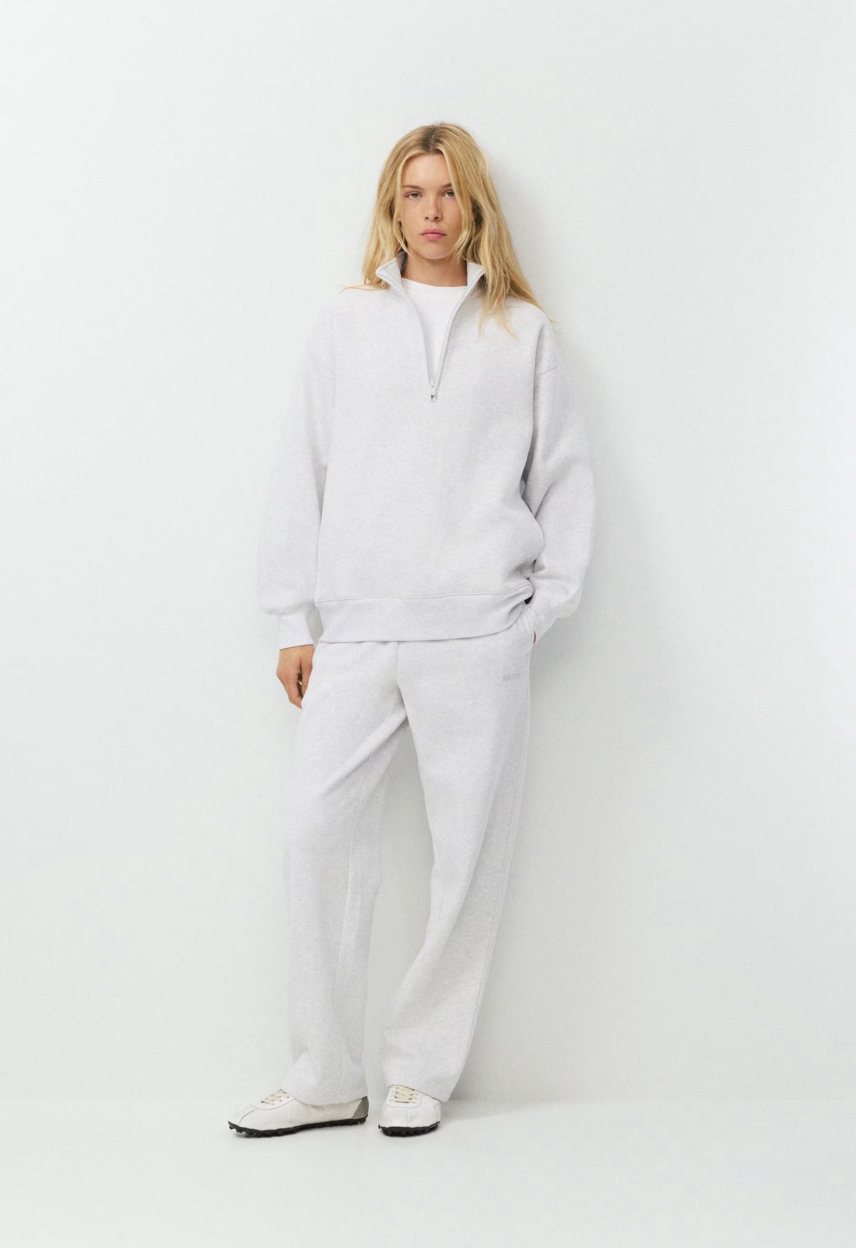 Cozy Sweatfleece Boyfriend 1/2 Zip - HEATHER CLOUD WHITE