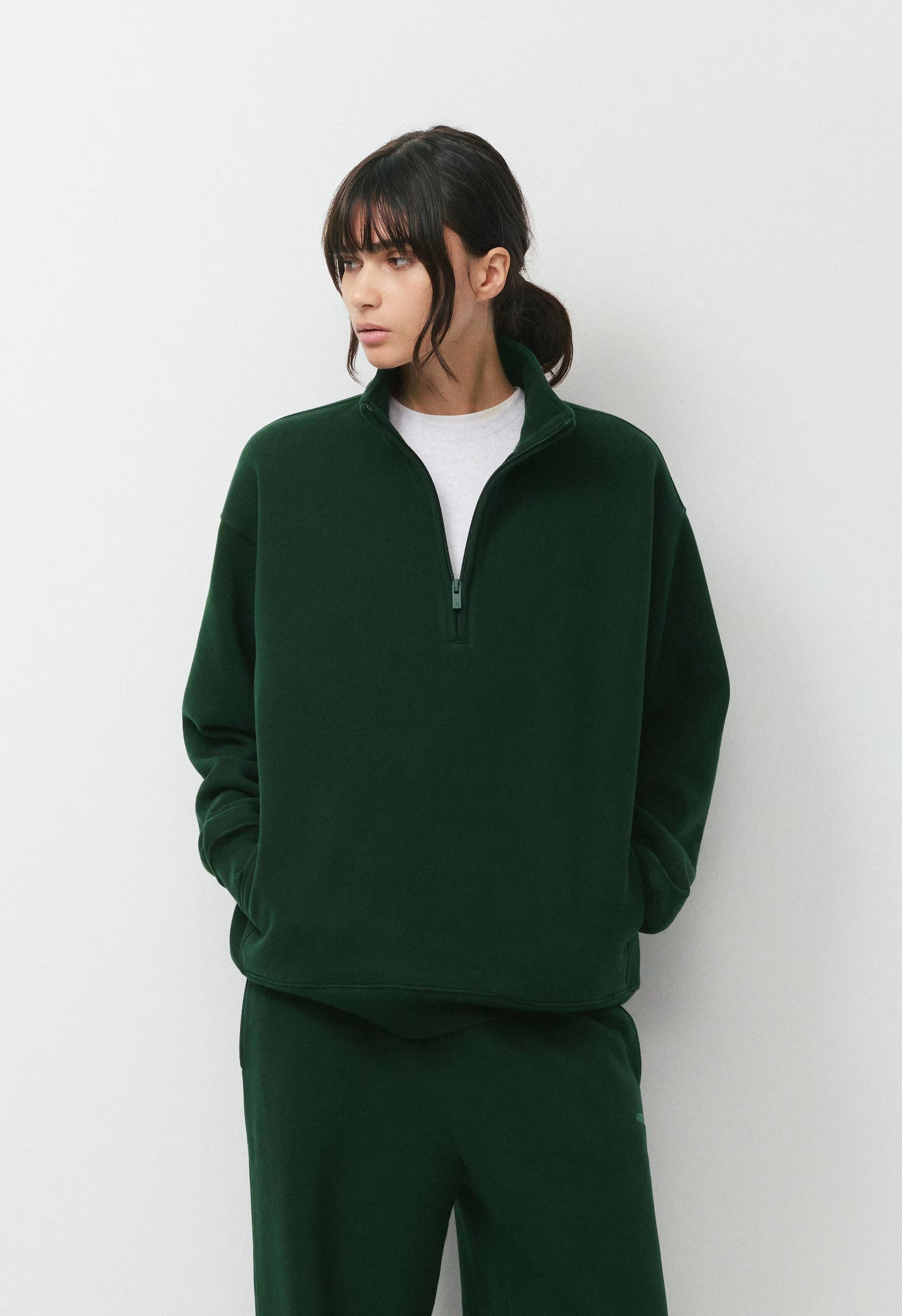 Cozy Sweatfleece Boyfriend 1/2 Zip - FIGTREE GREEN