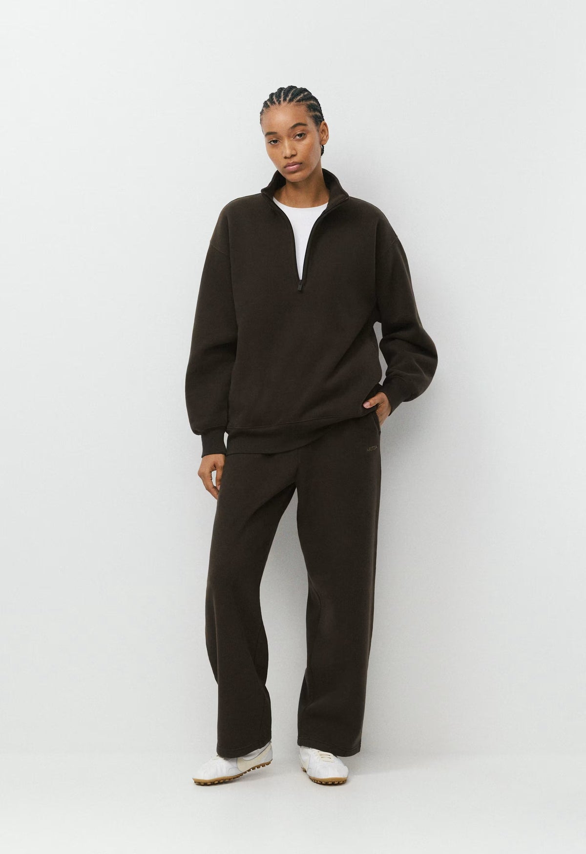 Cozy Sweatfleece Boyfriend 1/2 Zip - CACAO NIB BROWN