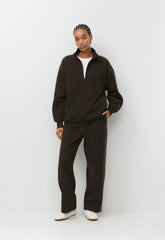 Cozy Sweatfleece Boyfriend 1/2 Zip - CACAO NIB BROWN