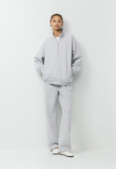Cozy Sweatfleece Boyfriend 1/2 Zip - HEATHER CHROME