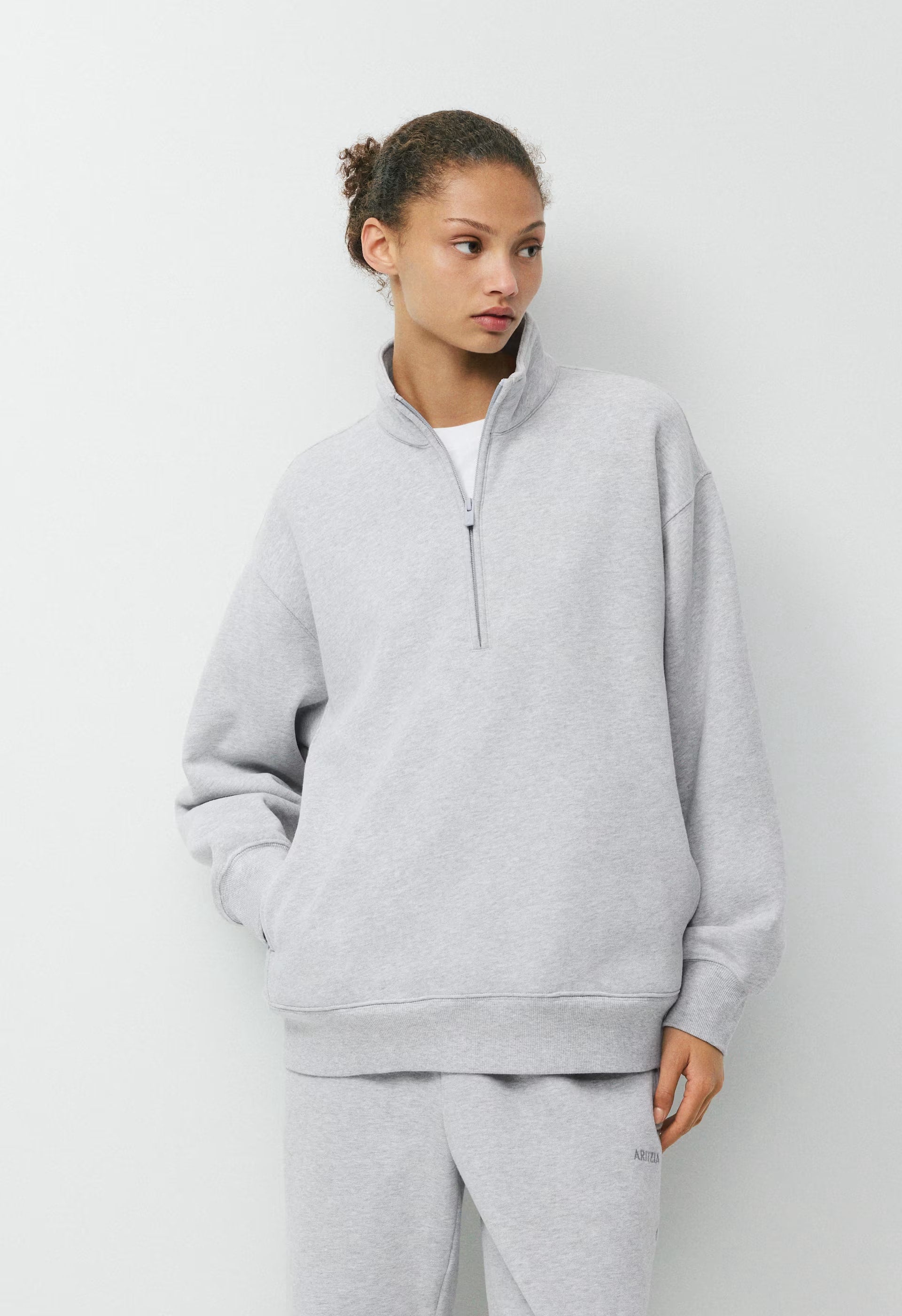 Cozy Sweatfleece Boyfriend 1/2 Zip - HEATHER CHROME