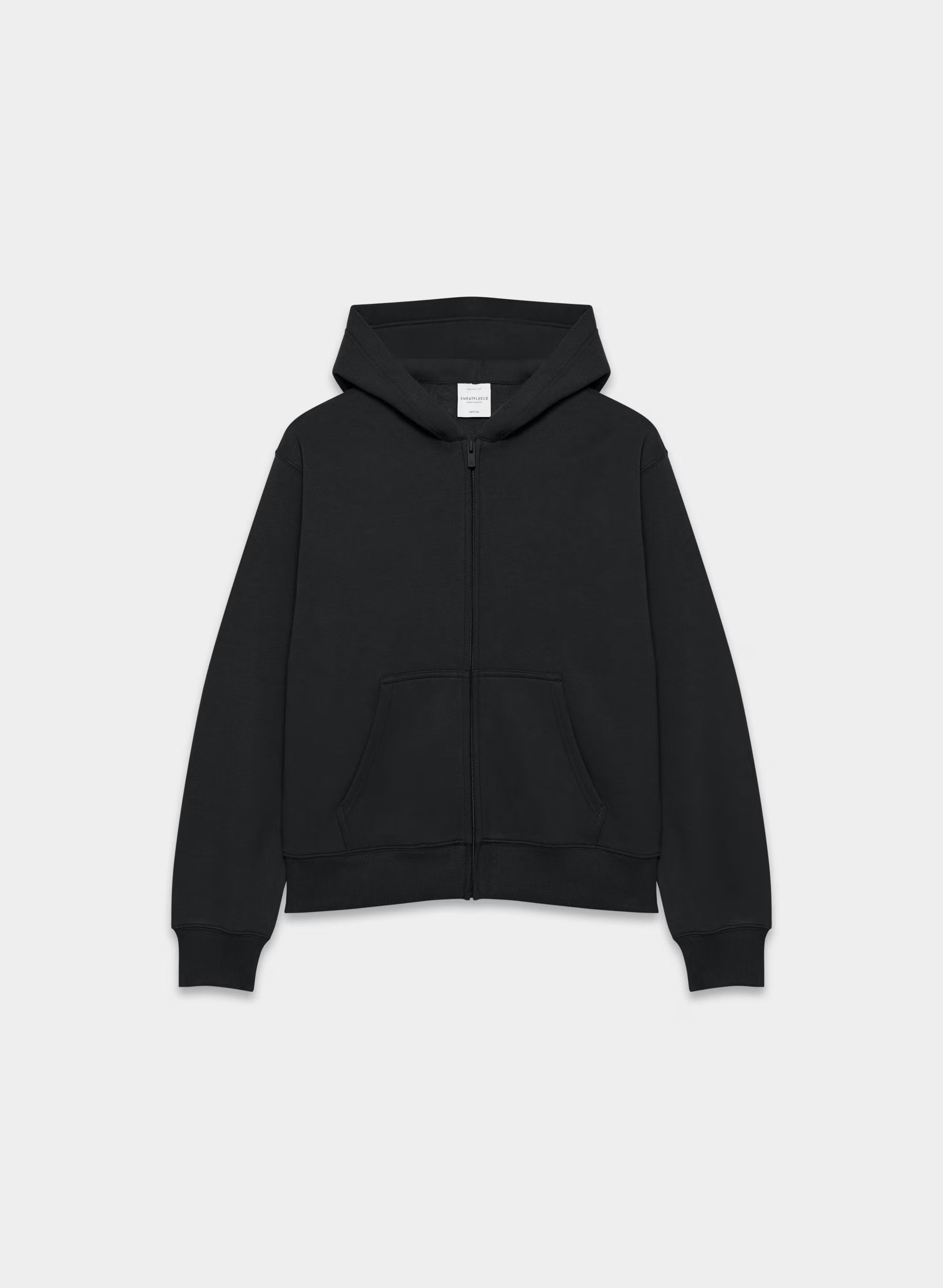 Cozy Sweatfleece Perfect Zip Hoodie - BLACK