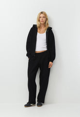 Cozy Sweatfleece Perfect Zip Hoodie - BLACK